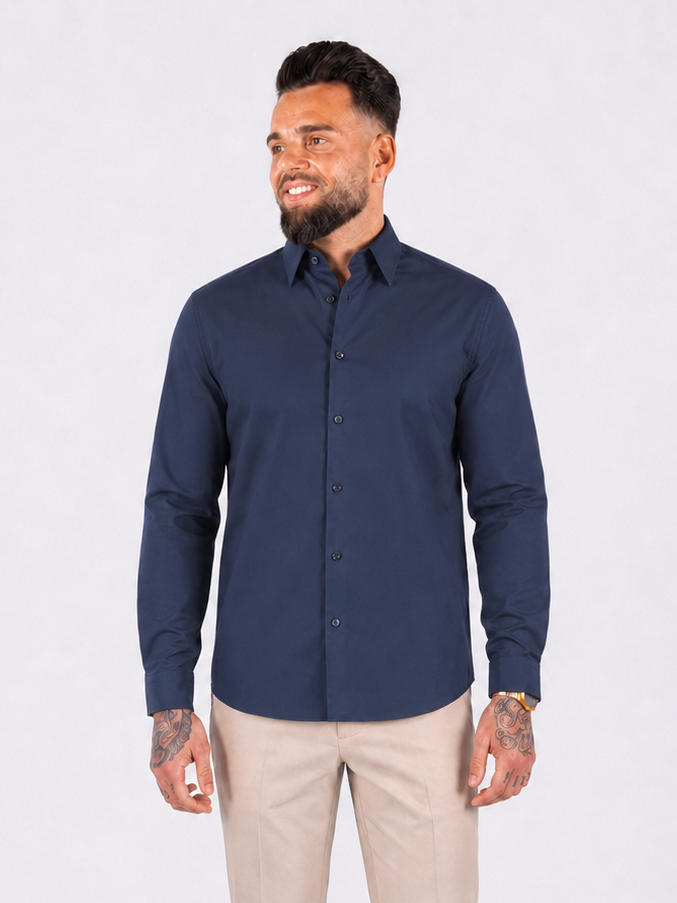 Overhemd Havana stretch navy blue