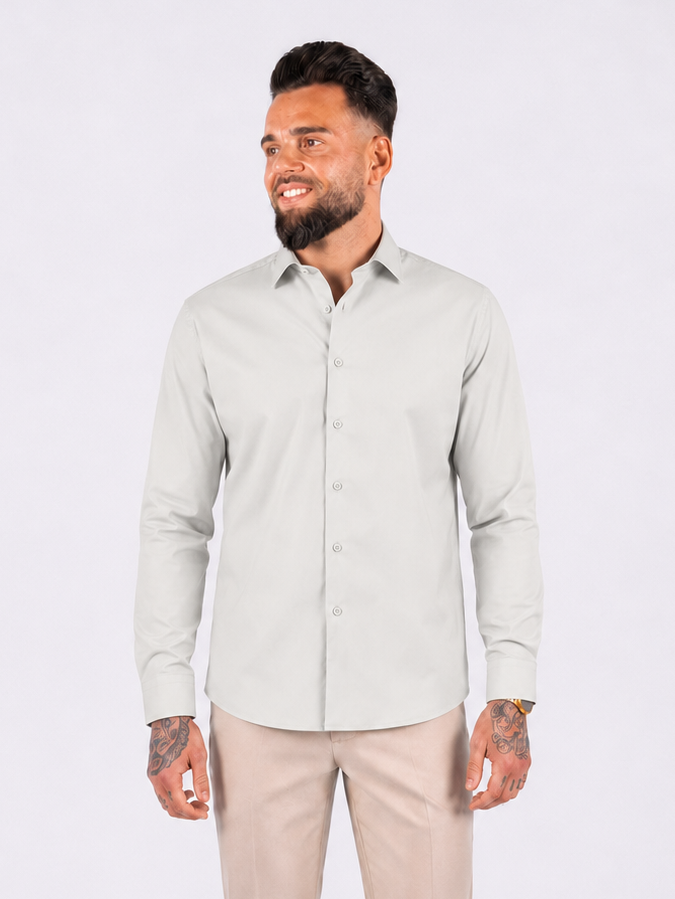 Overhemd Havana stretch light grey