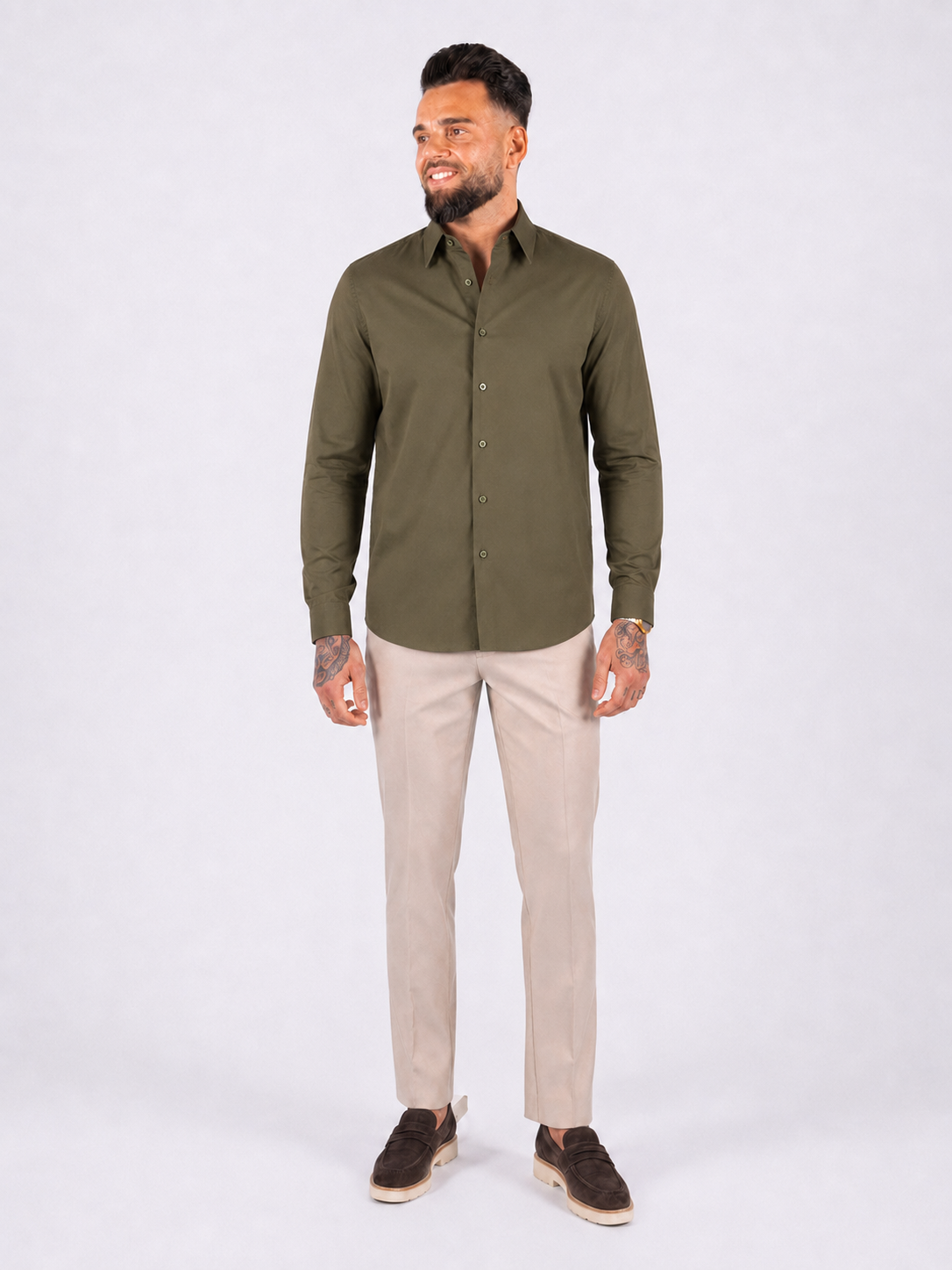Overhemd havana stretch khaki