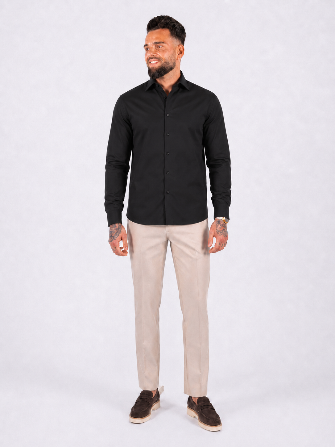 Overhemd havana stretch black