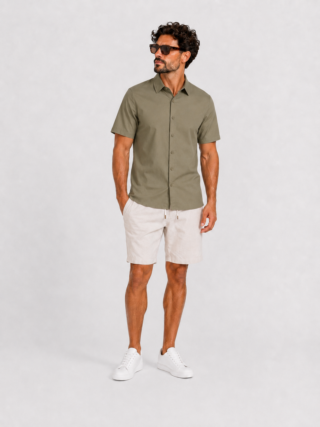 Shirt super stretch short sleeve khaki