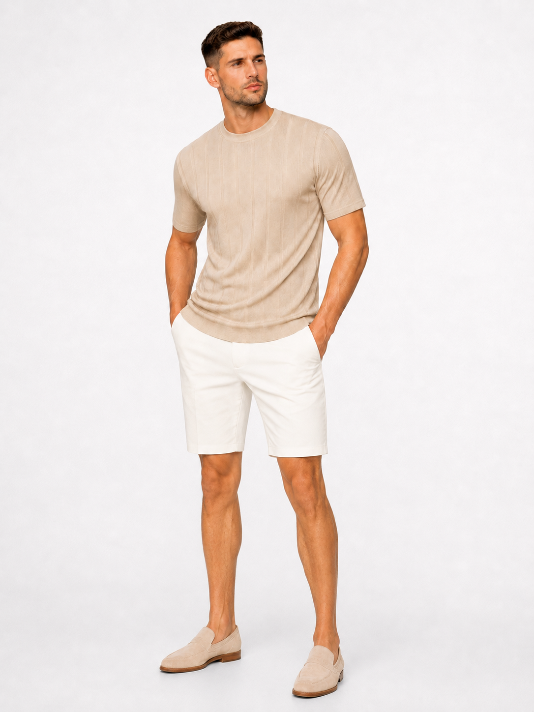 Super stretch chino short white