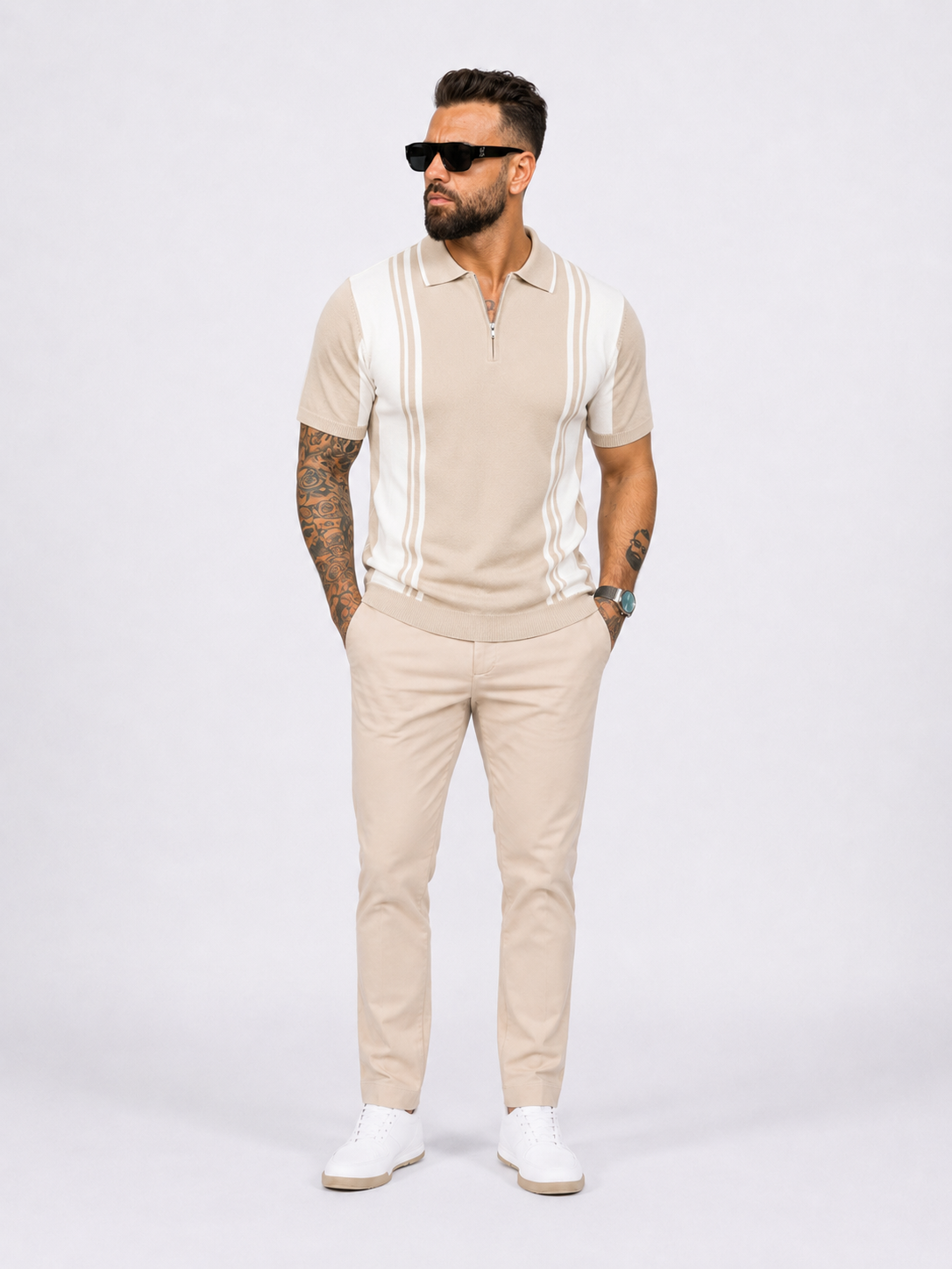 Monaco Knit Polo Beige