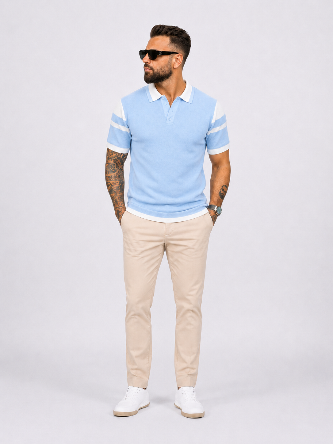 Riviera Polo Knit Ice Blue - Frankie's