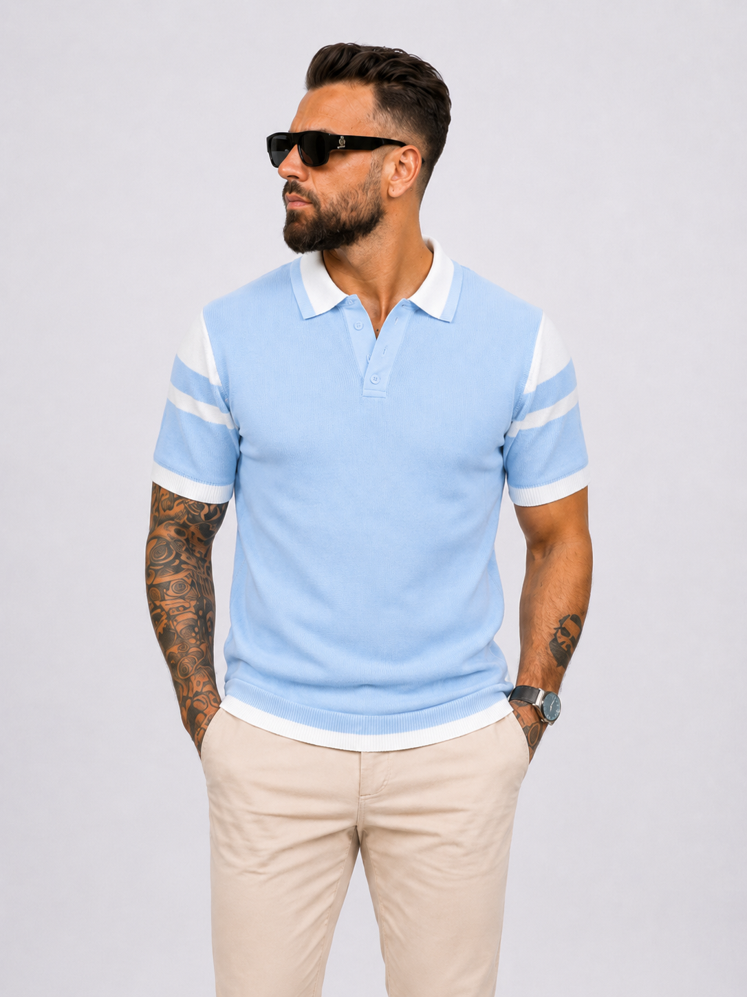 Riviera Polo Knit Ice Blue - Frankie's