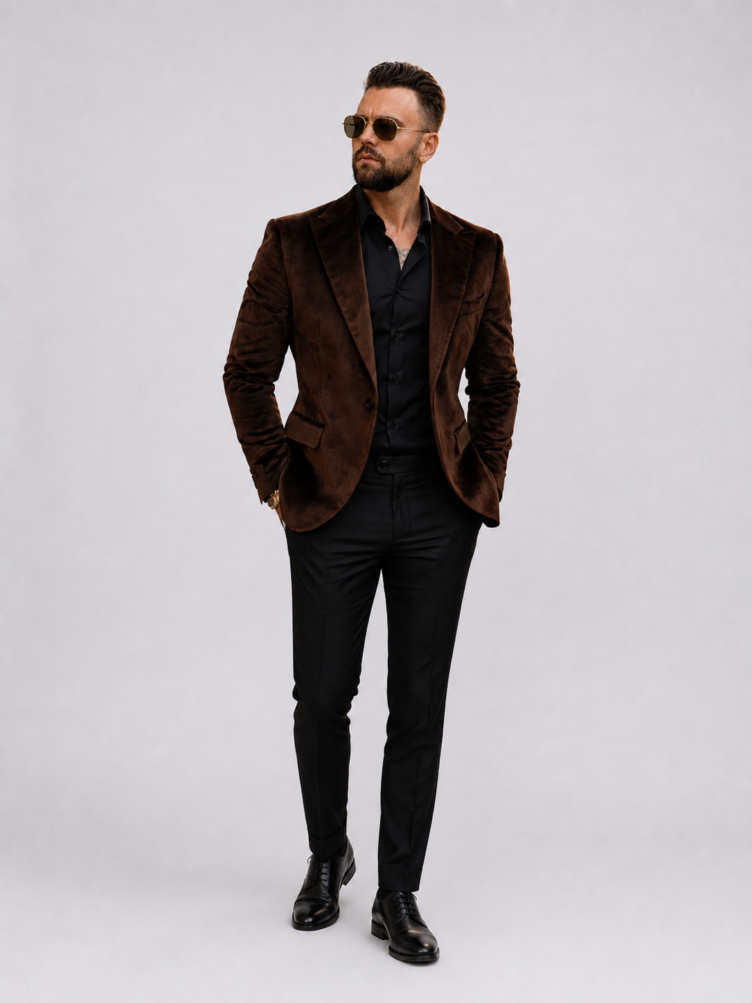 Elegant velvet jacket - brown - Frankie's