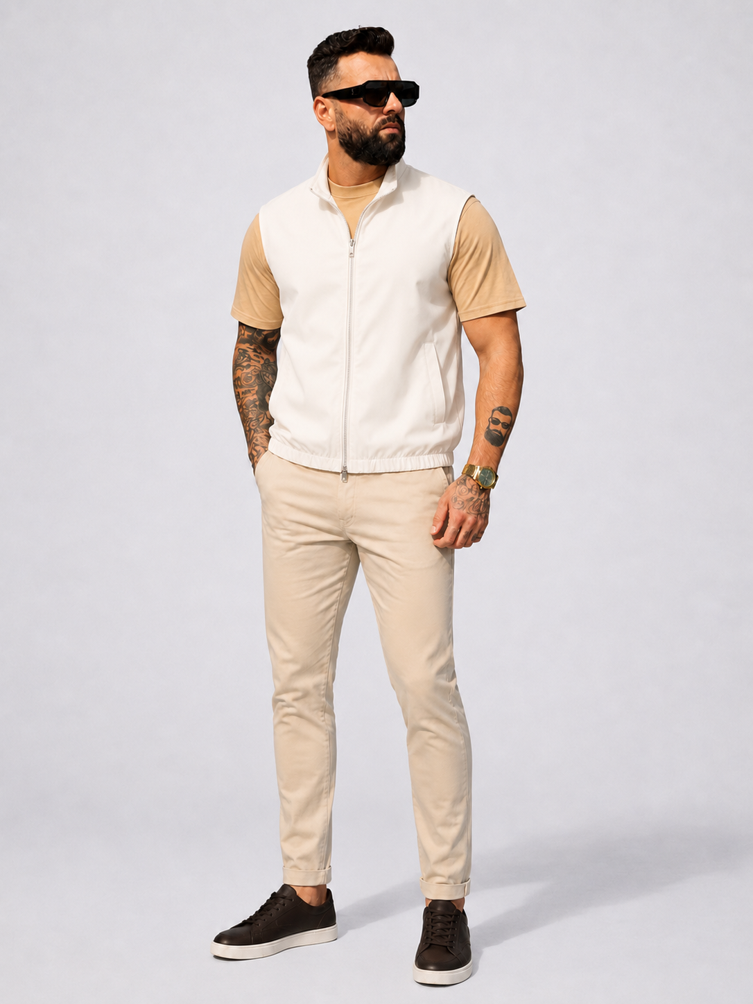 Reversible bodywarmer linen light beige - Frankie's