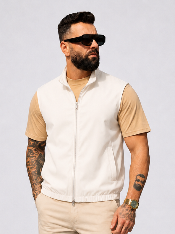 Reversible bodywarmer linen light beige - Frankie's