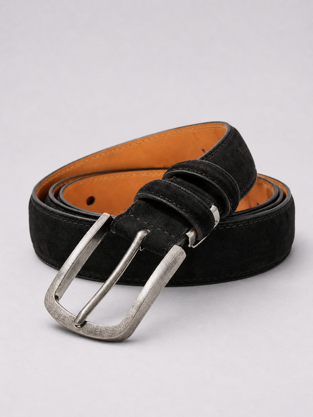 Leather belt suede black
