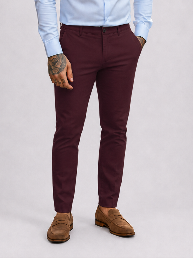 Super stretch pantalon bordeaux