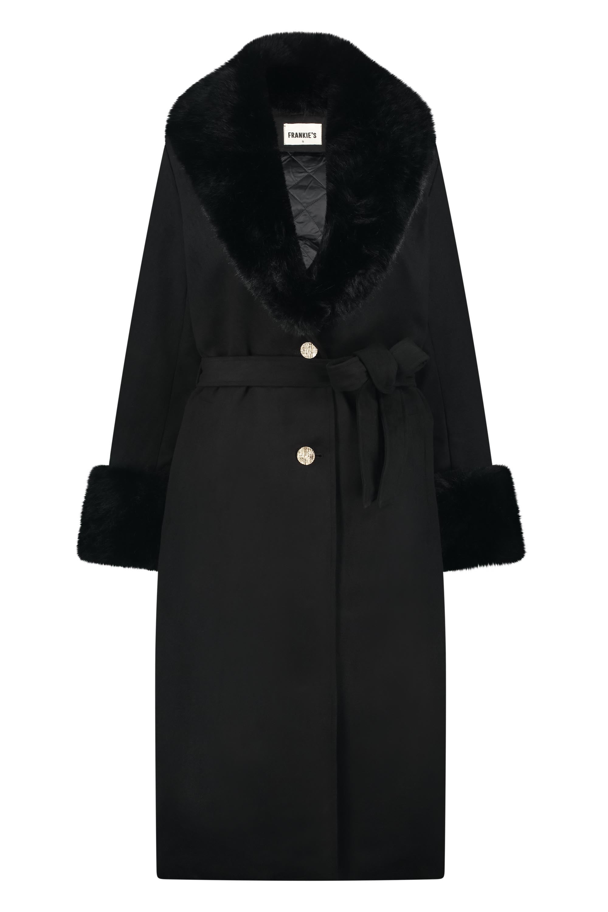 Trenchcoat Faux Fur black