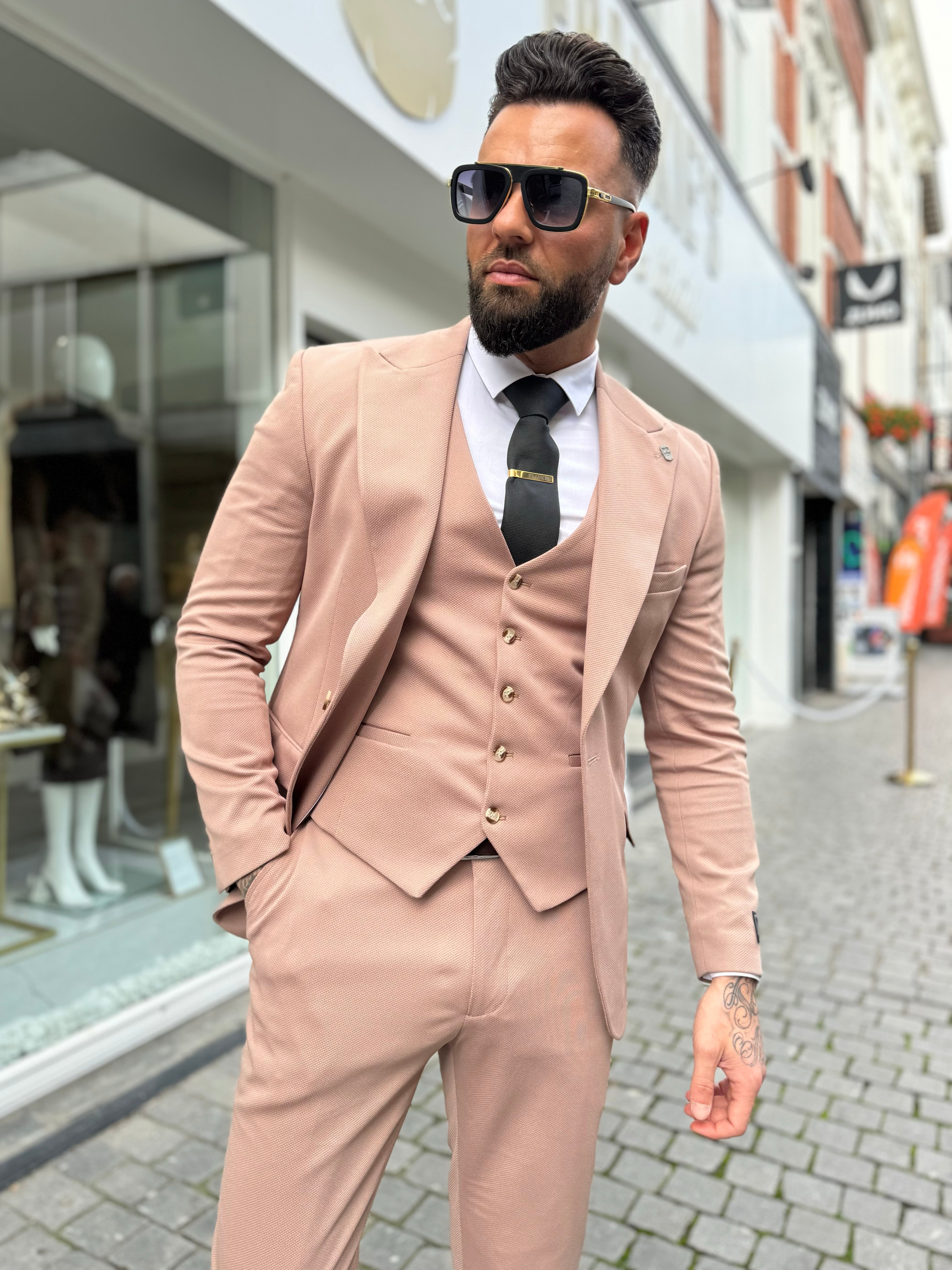 Suit three piece Havana taupe