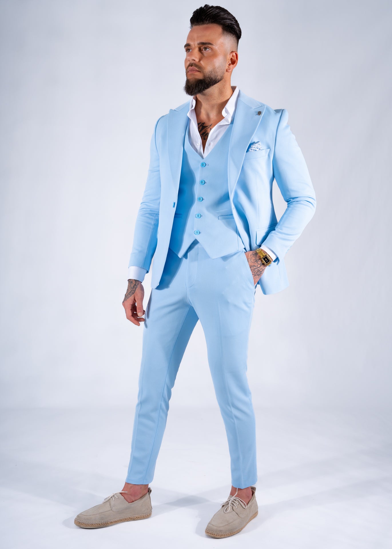 Suit three piece Havana light blue