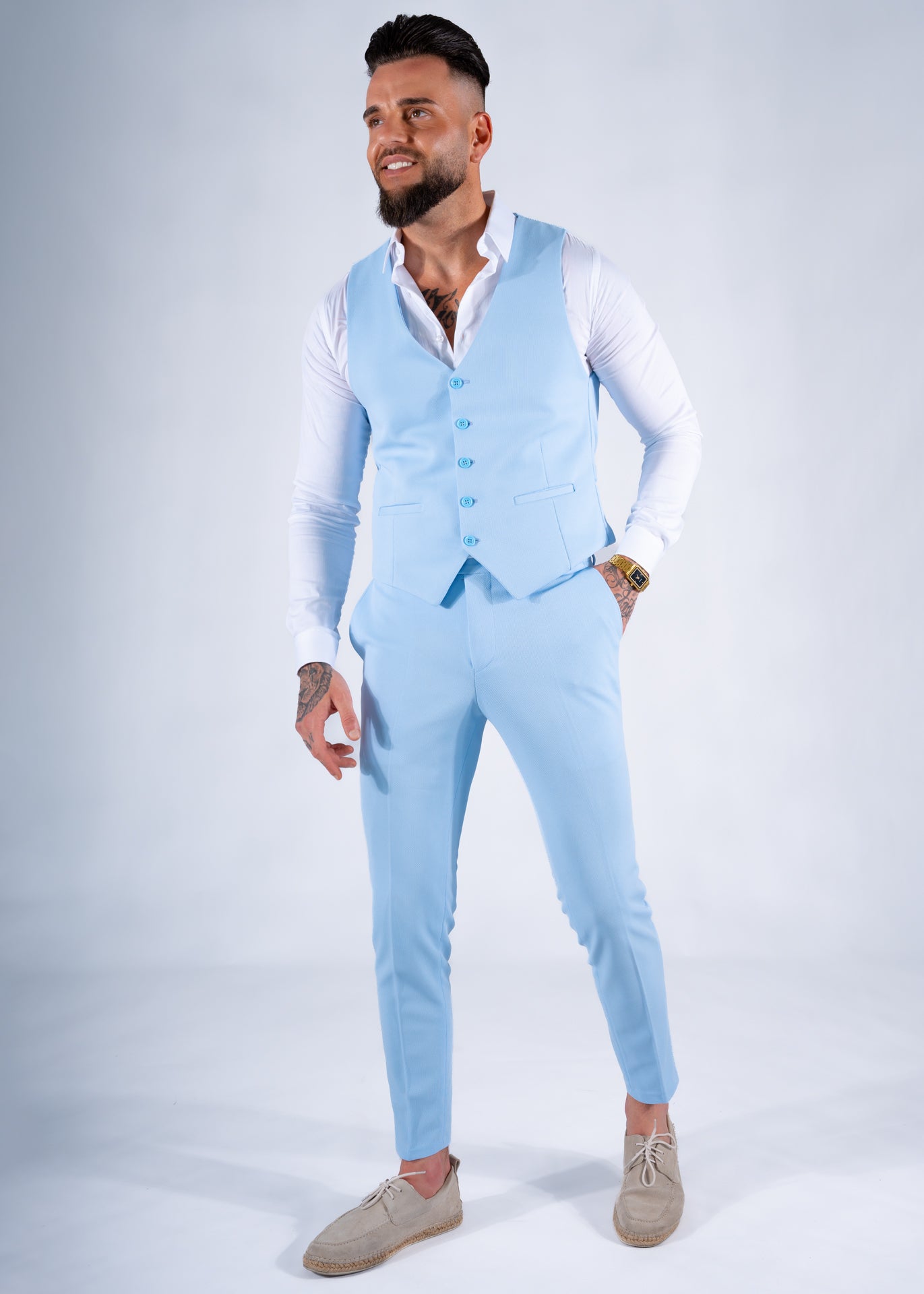 Suit three piece Havana light blue