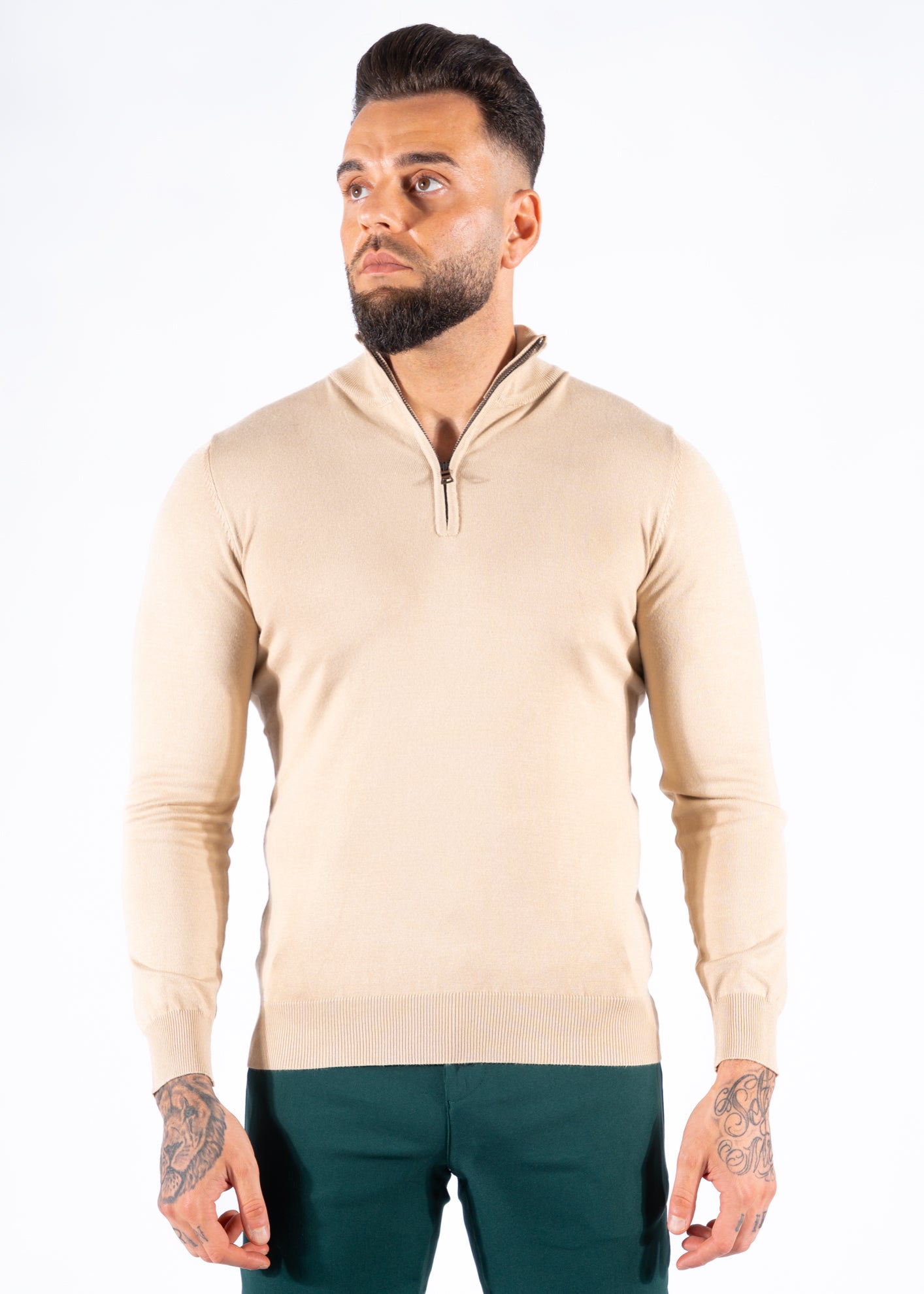 Sweater zipper beige