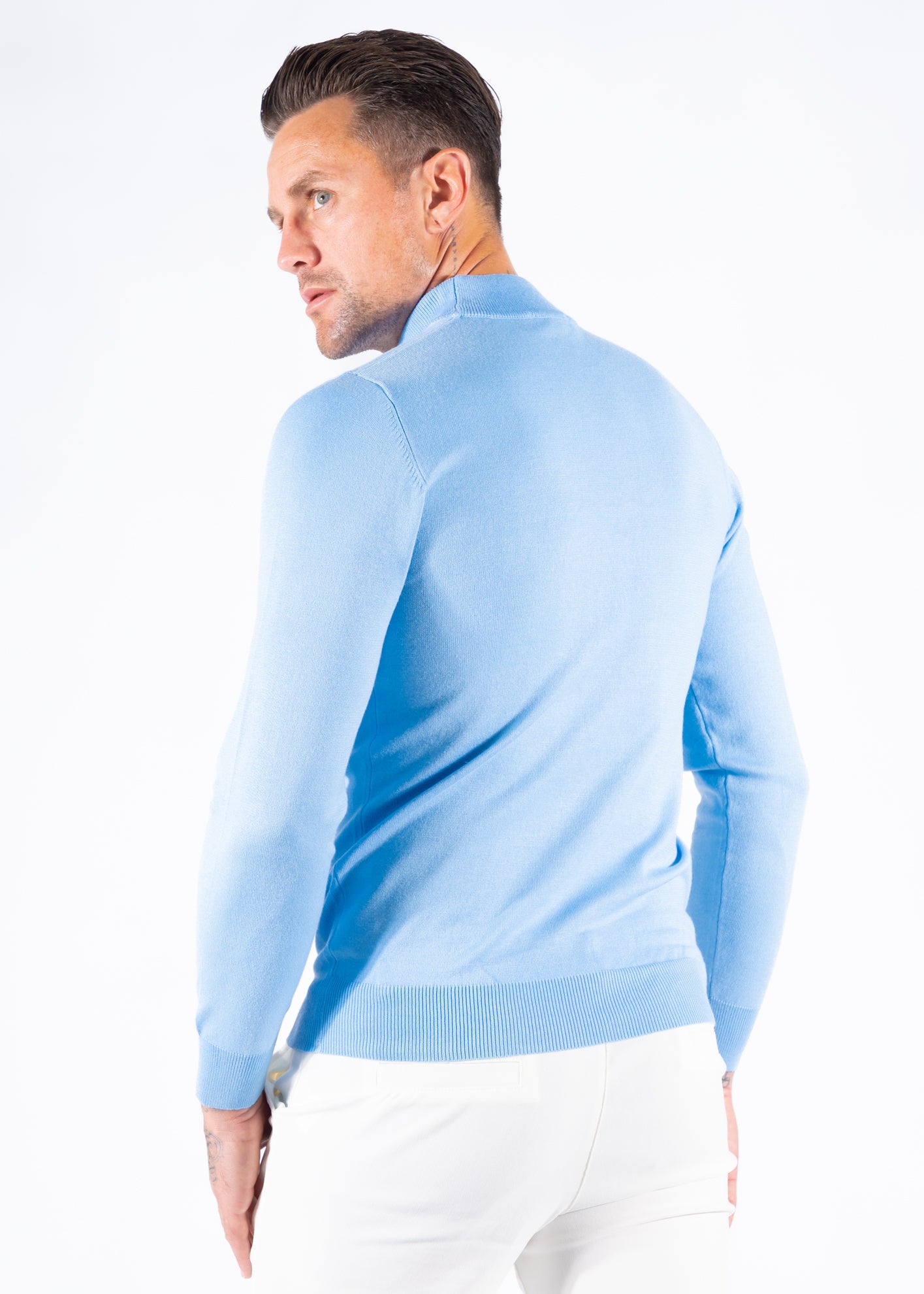 Turtleneck knitwear long sleeve light blue