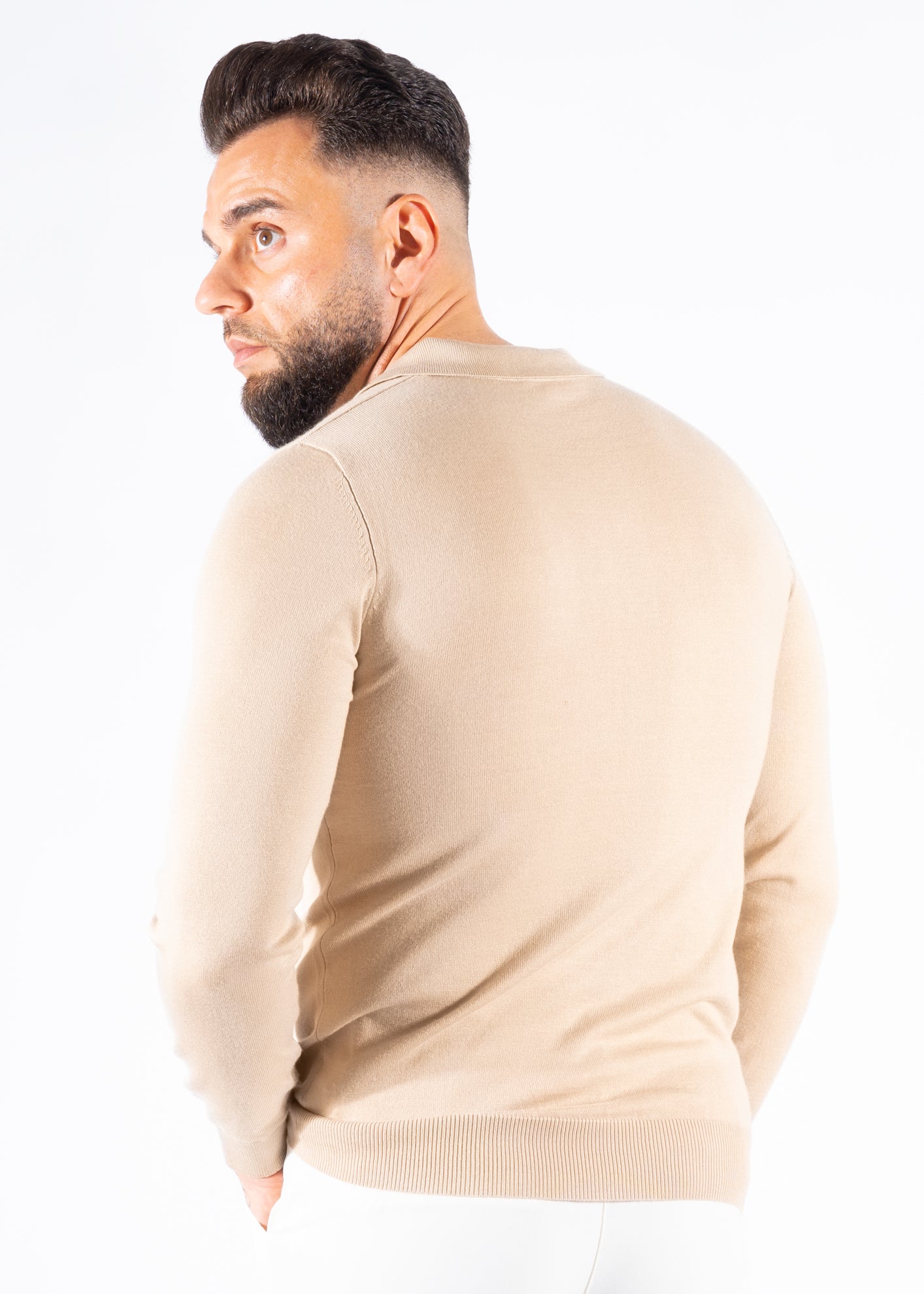 Polo knitwear long sleeve beige