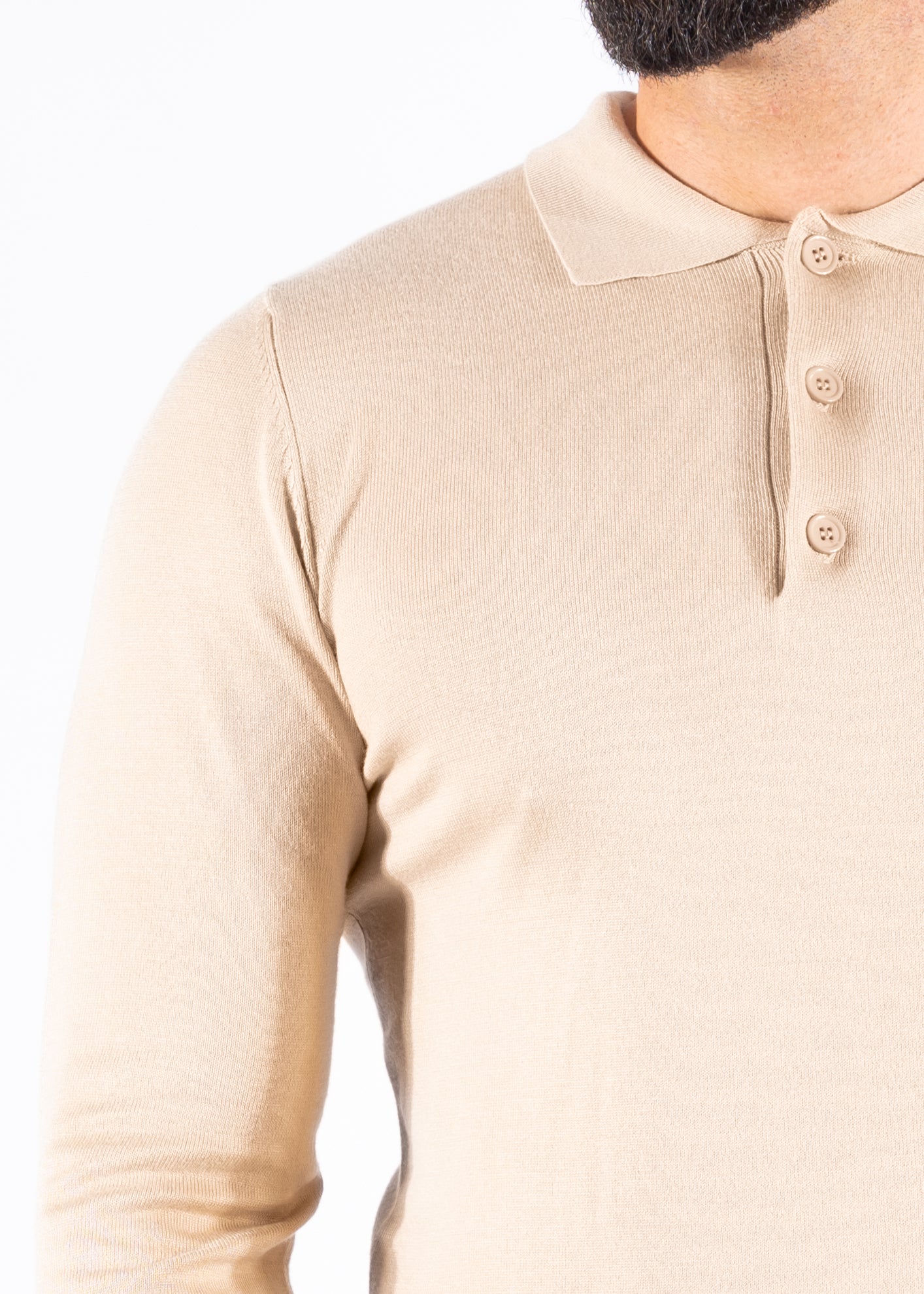 Polo knitwear long sleeve beige