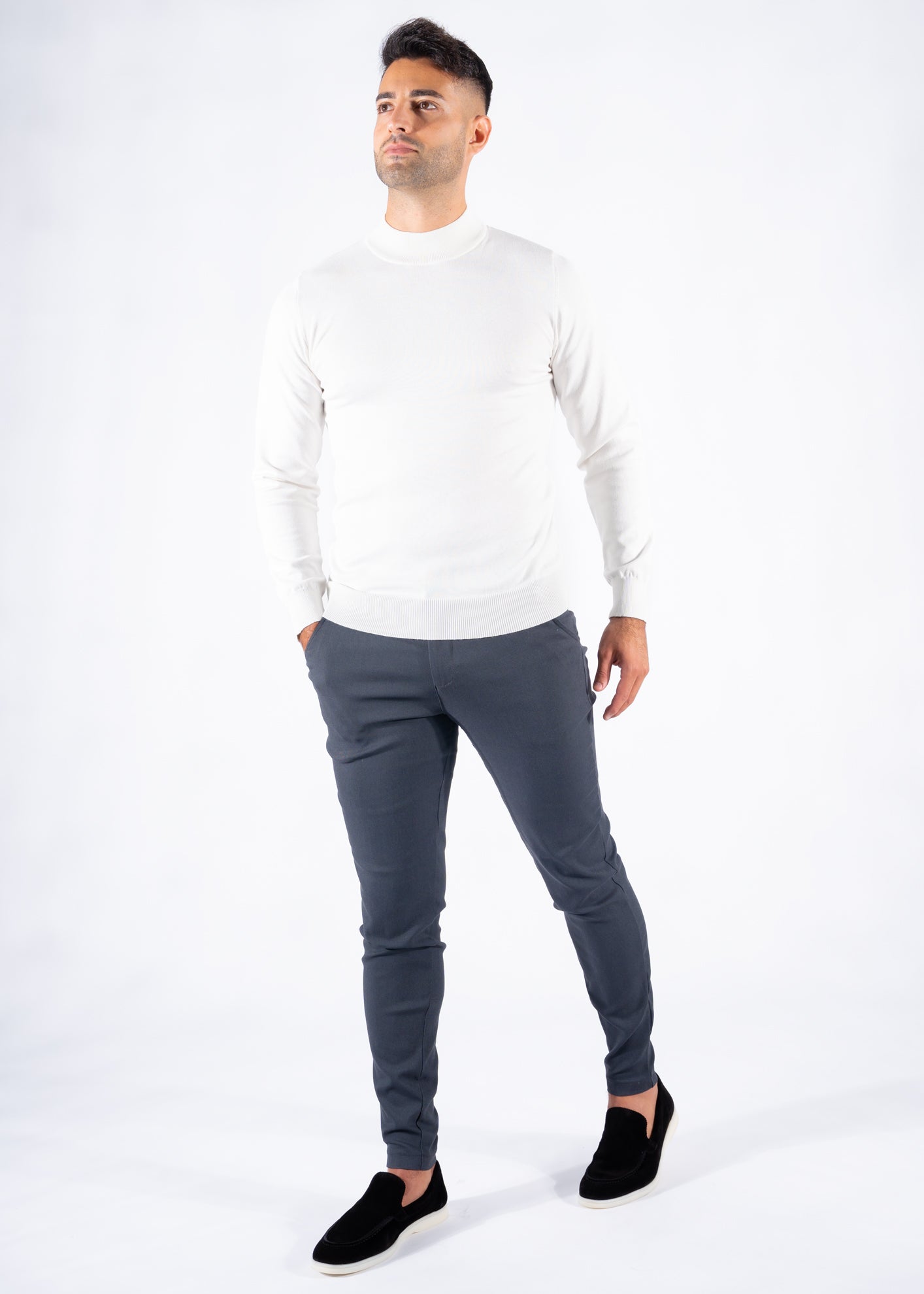 Turtleneck knitwear long sleeve white