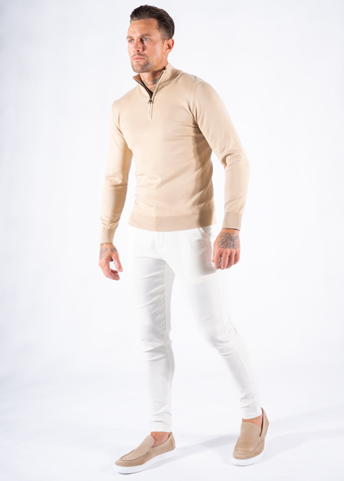 Sweater zipper beige