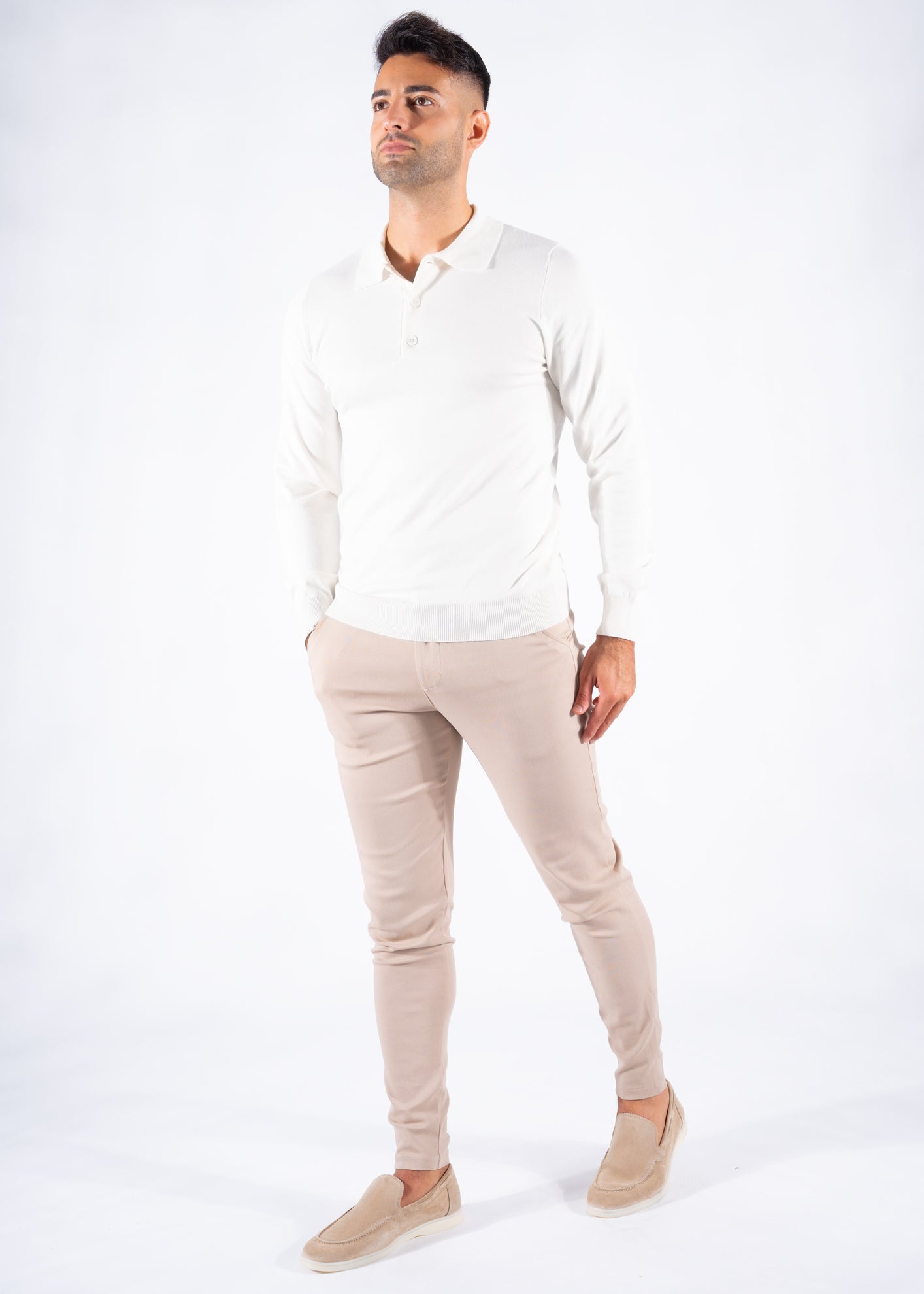 Polo knitwear long sleeve white