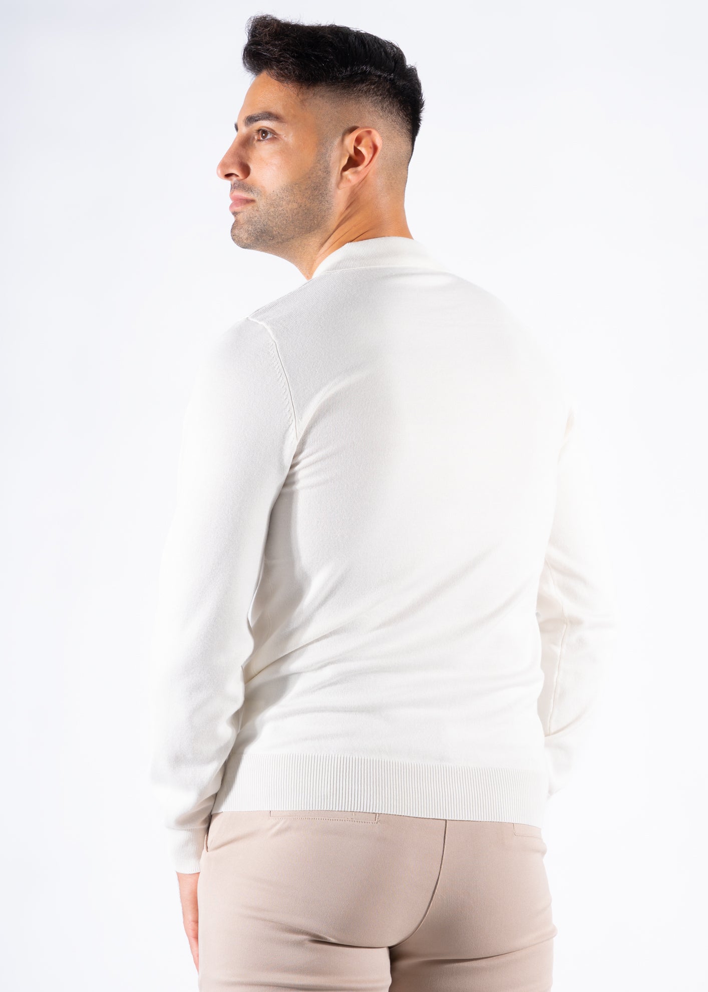 Polo knitwear long sleeve white