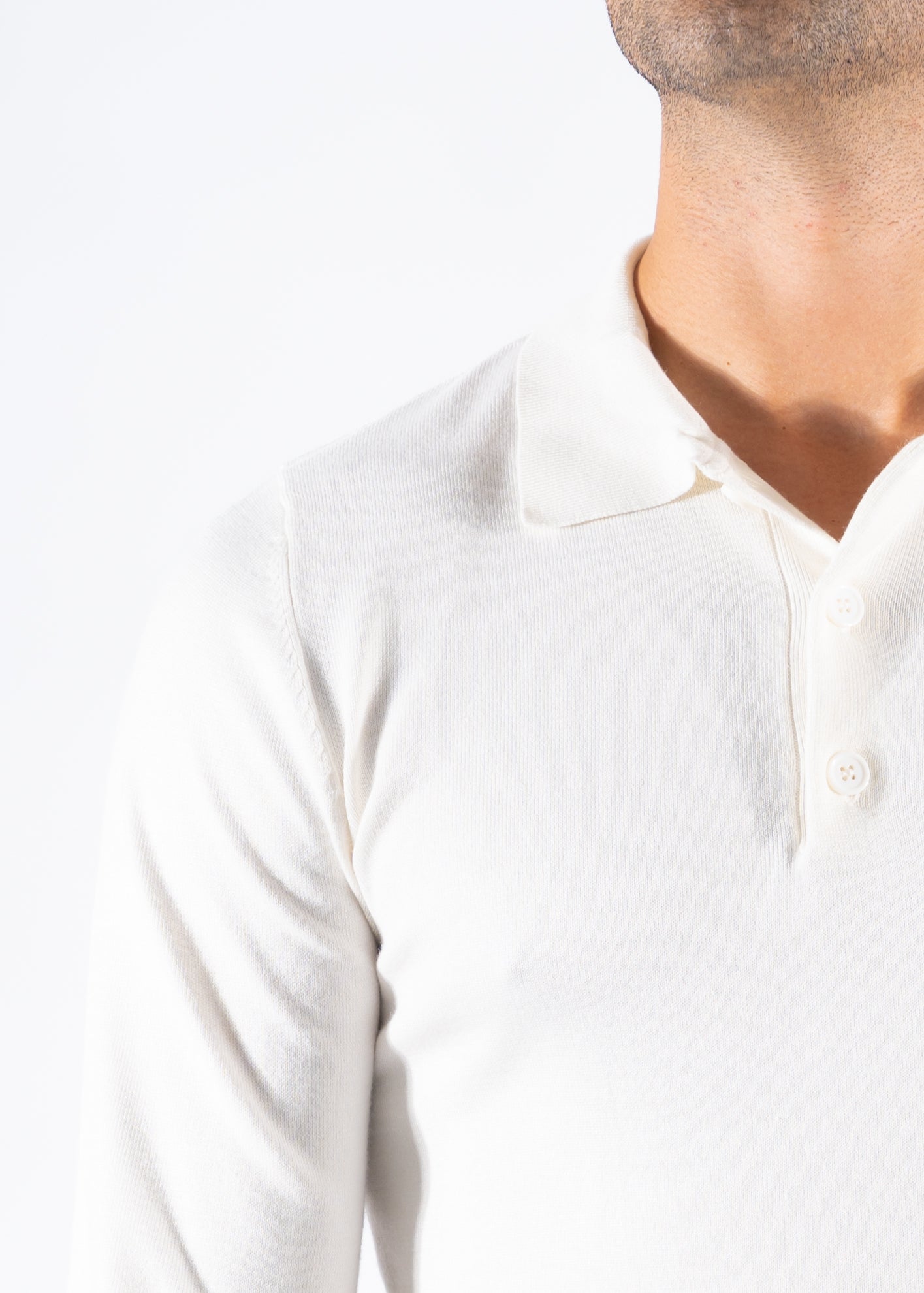 Polo knitwear long sleeve white