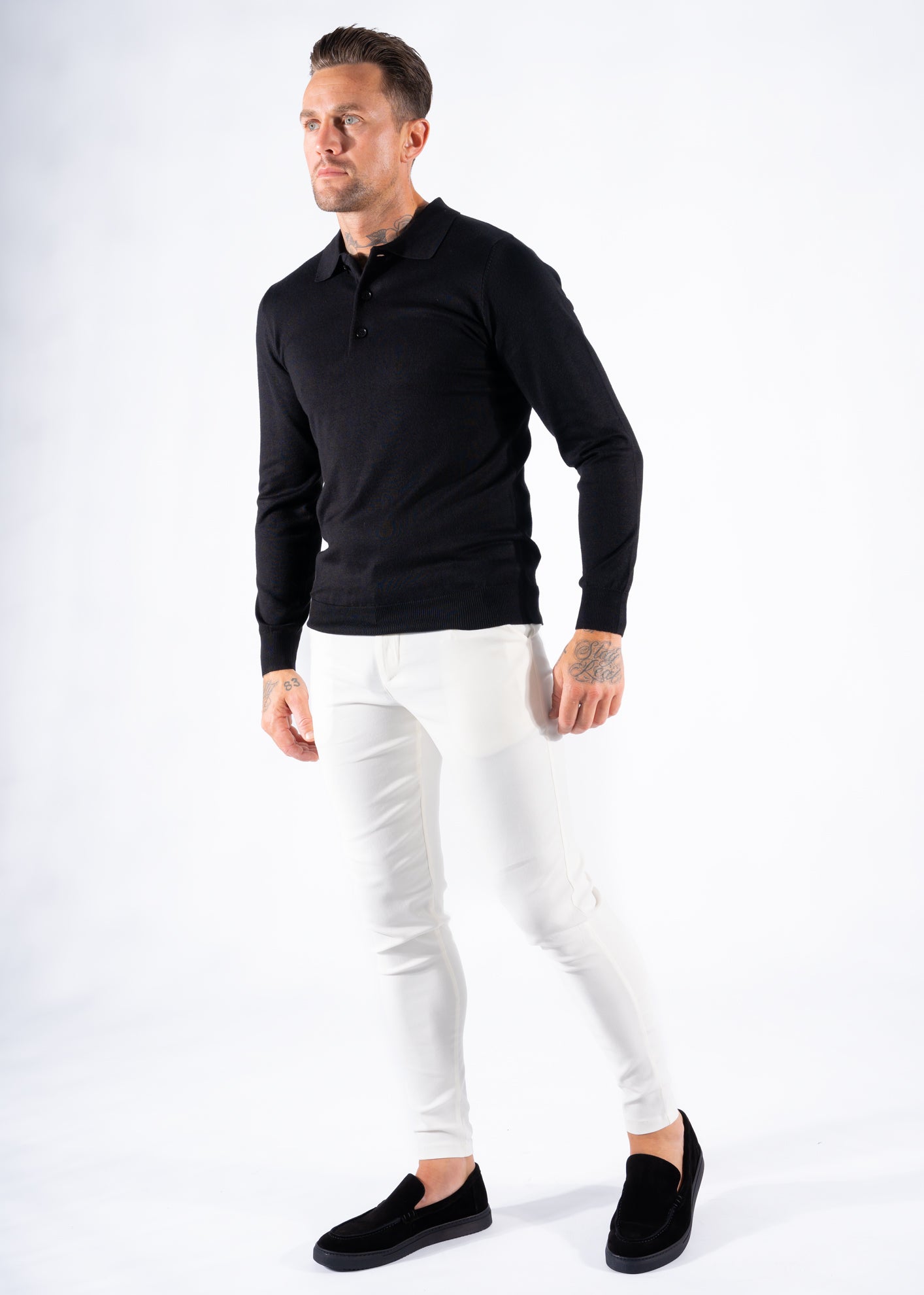 Polo knitwear long sleeve black