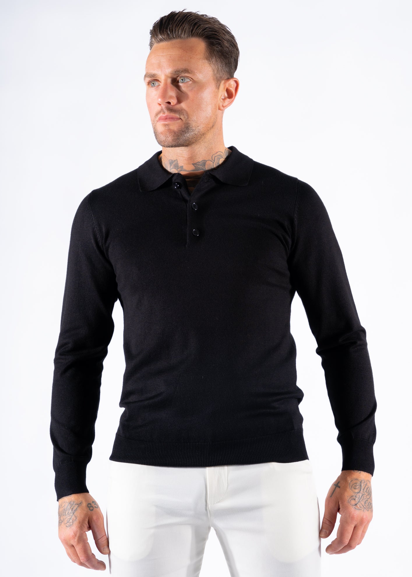 Polo knitwear long sleeve black