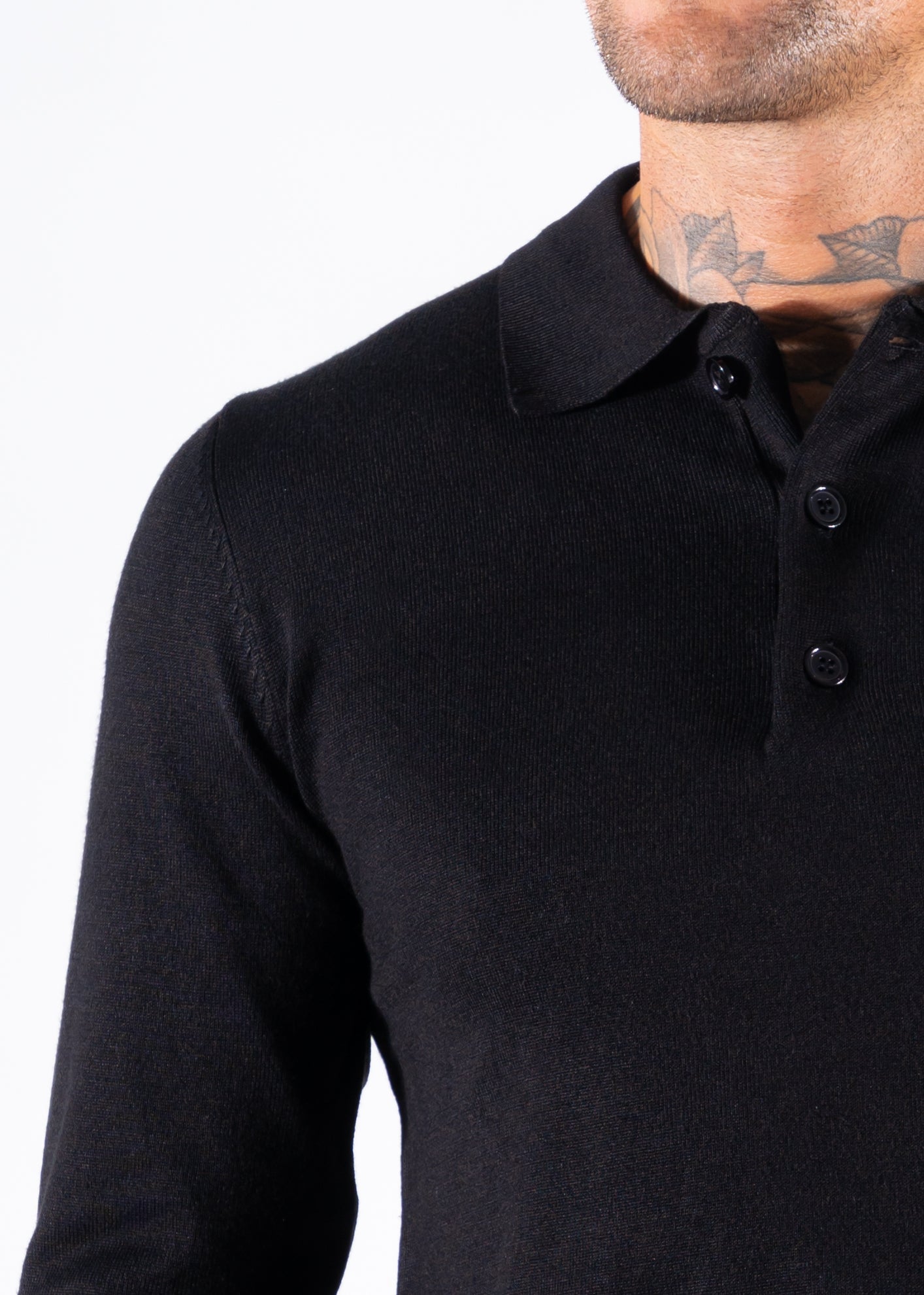 Polo knitwear long sleeve black