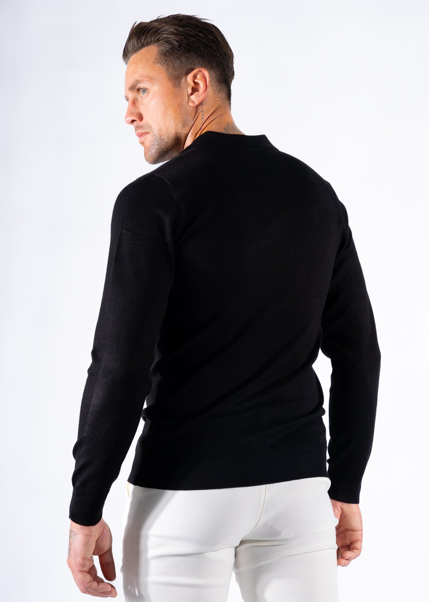 Polo knitwear long sleeve black