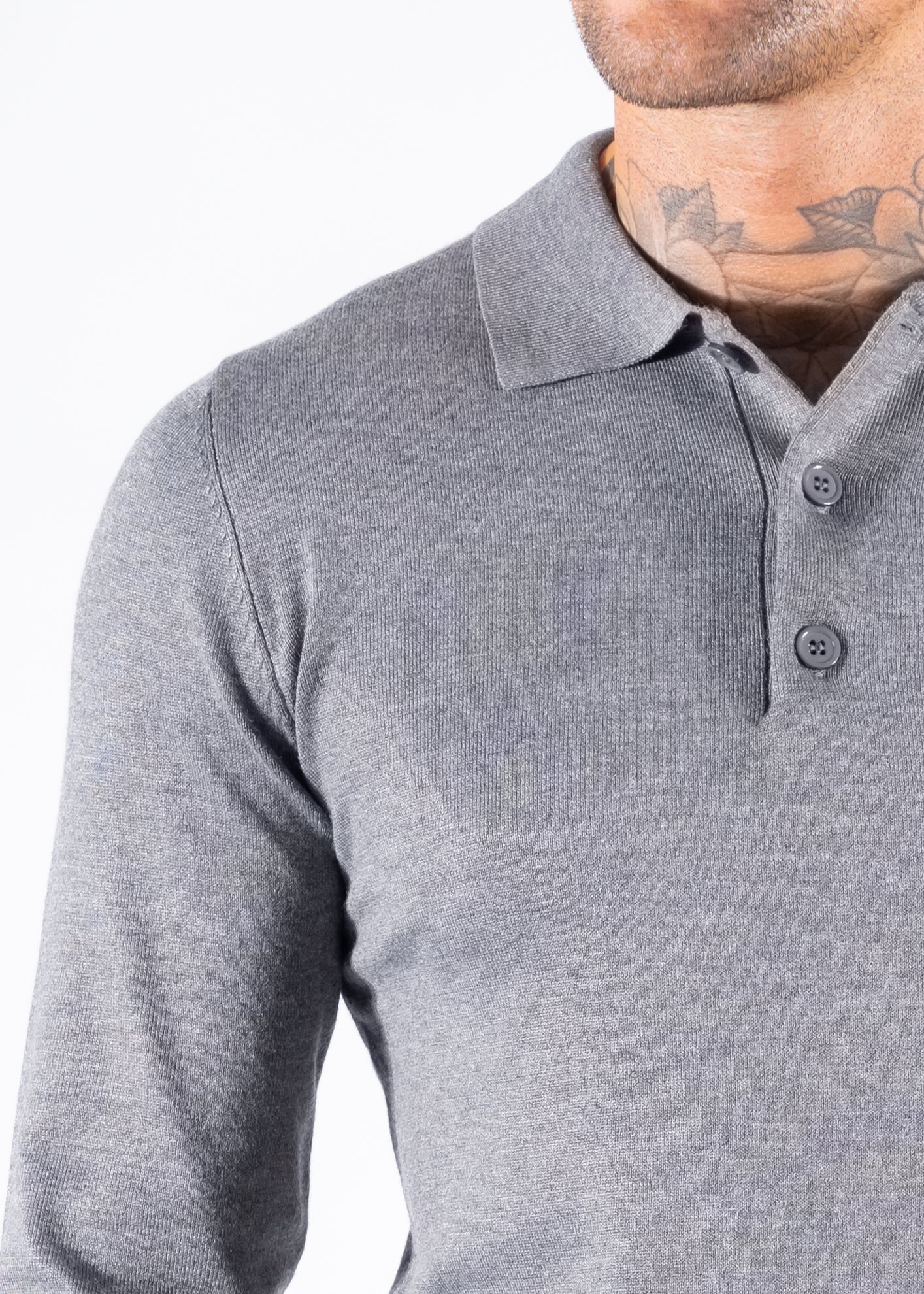 Polo knitwear long sleeve grey