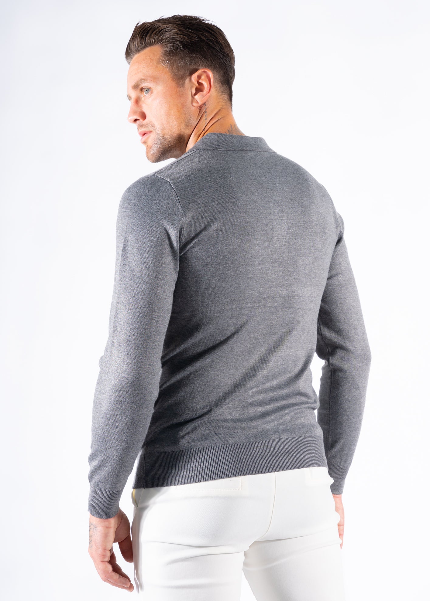 Polo knitwear long sleeve grey