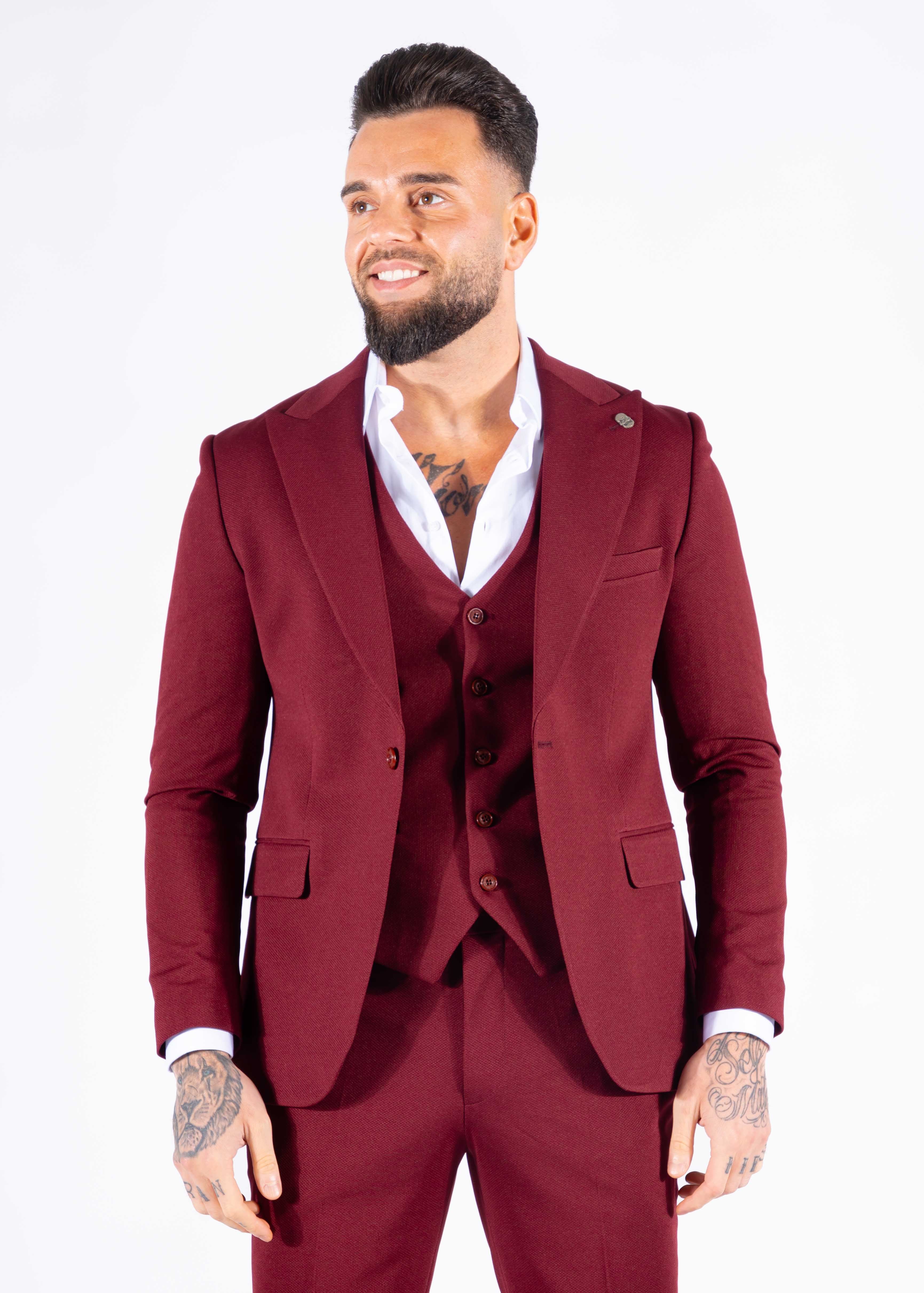 Suit three piece Havana bordeaux rood