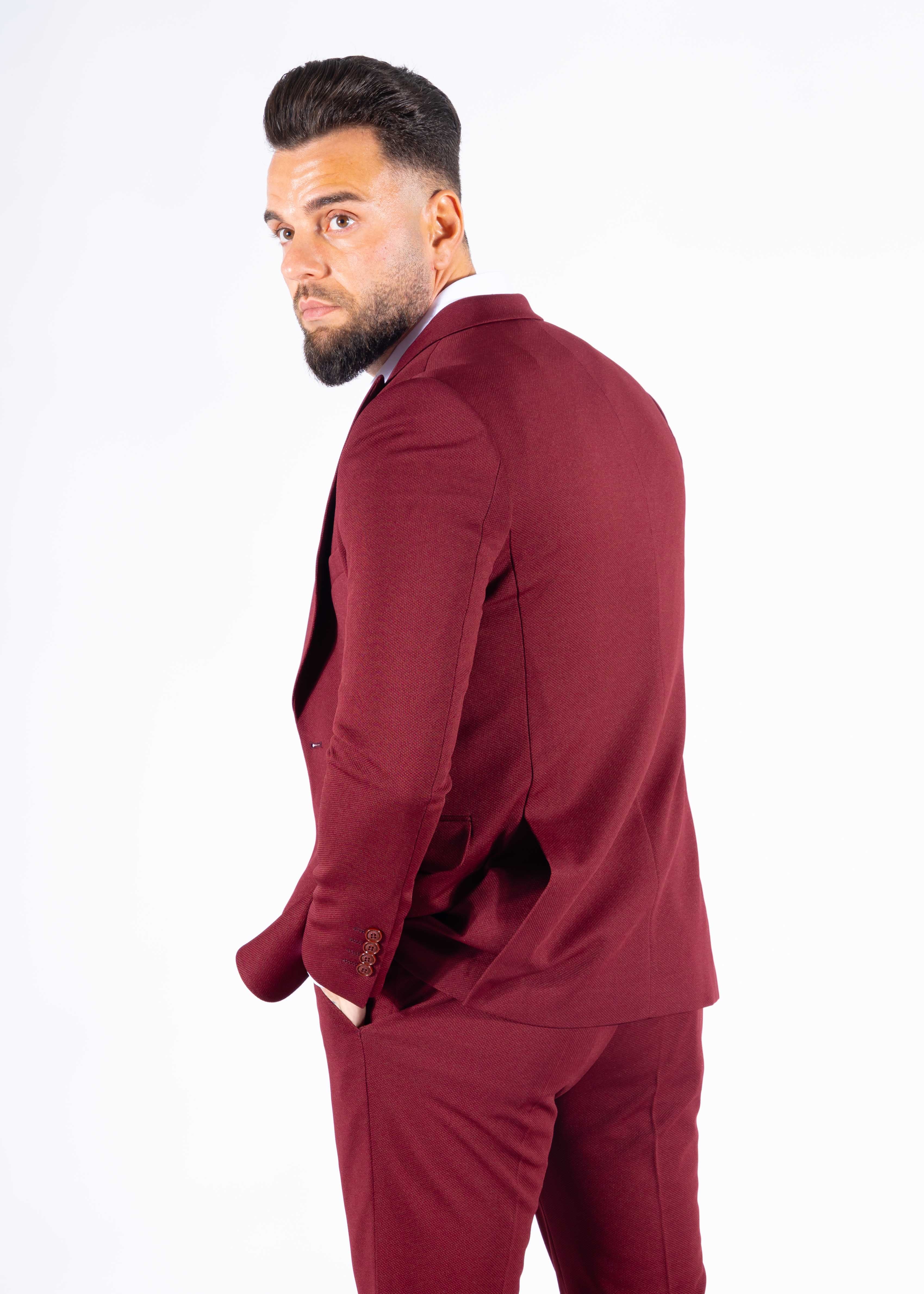 Suit three piece Havana bordeaux rood