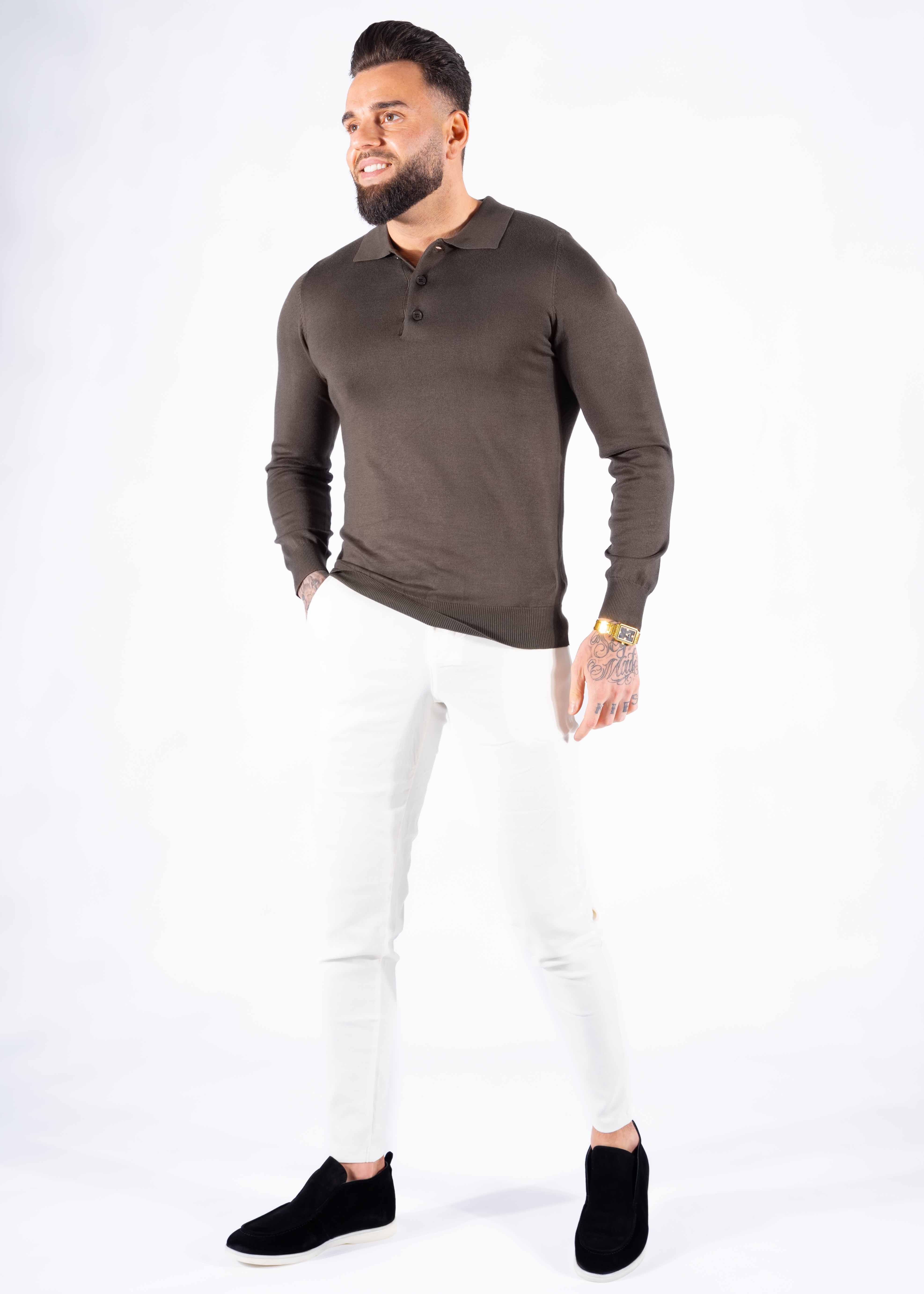 Polo knitwear long sleeve khaki