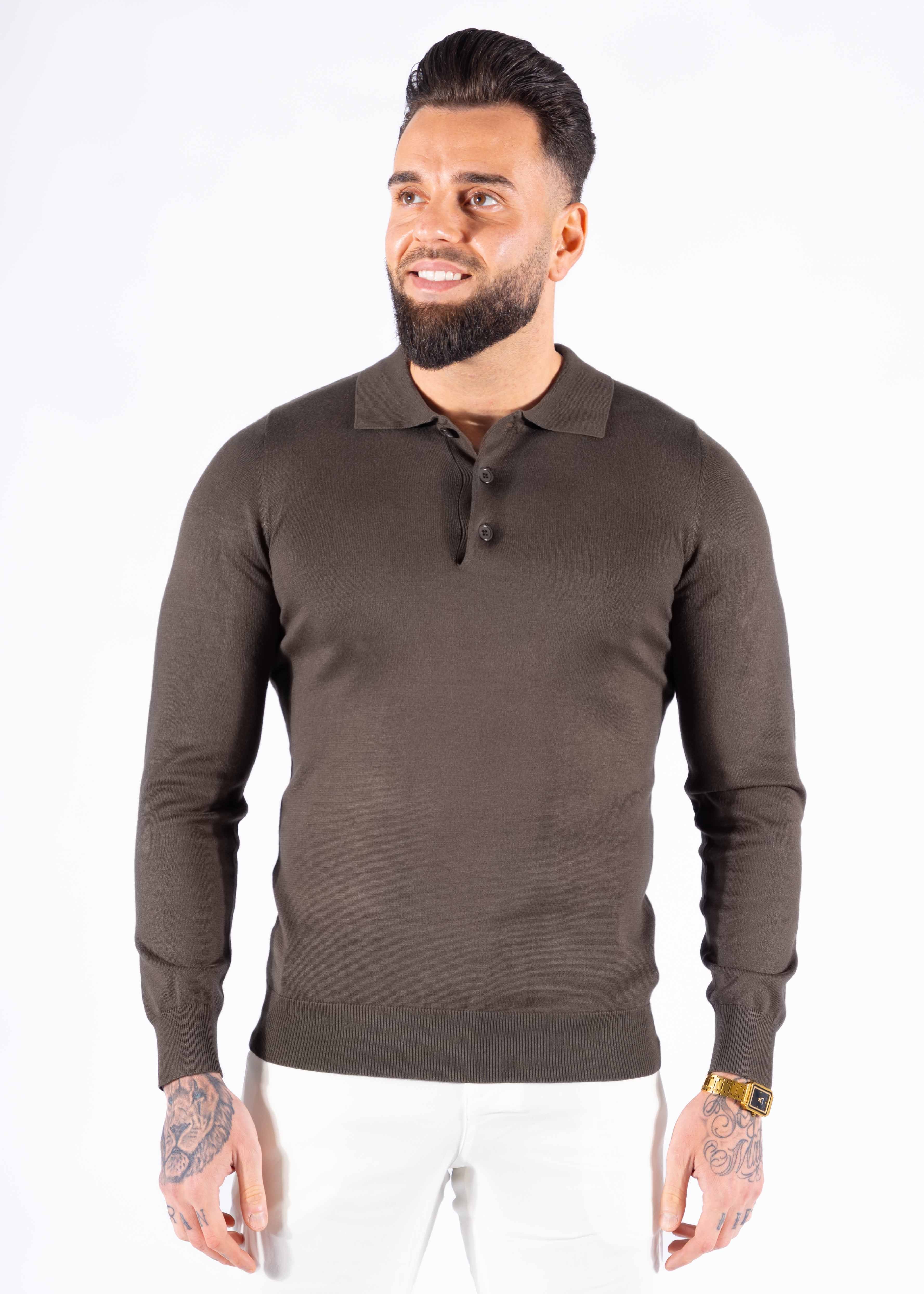 Polo knitwear long sleeve khaki