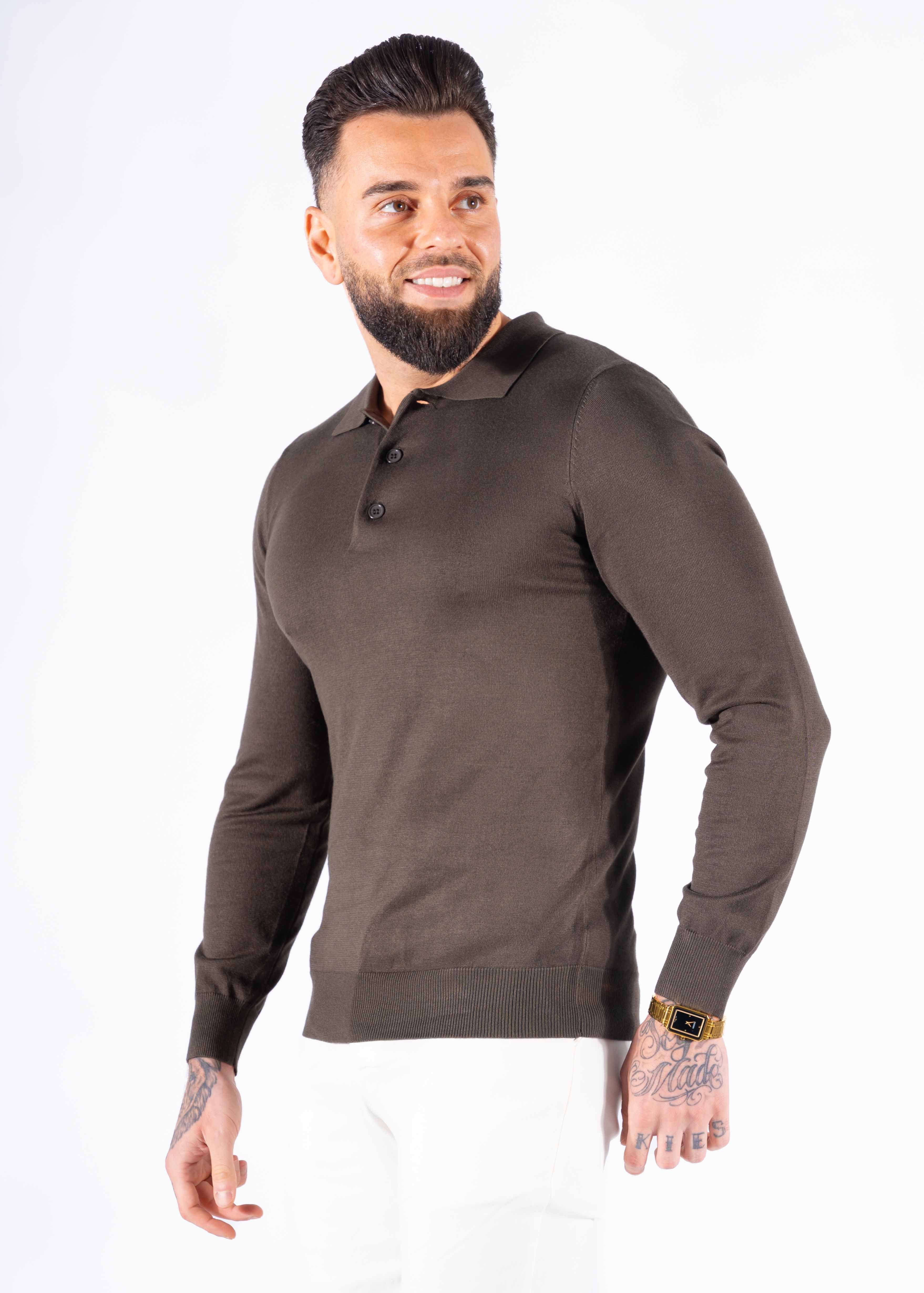 Polo knitwear long sleeve khaki