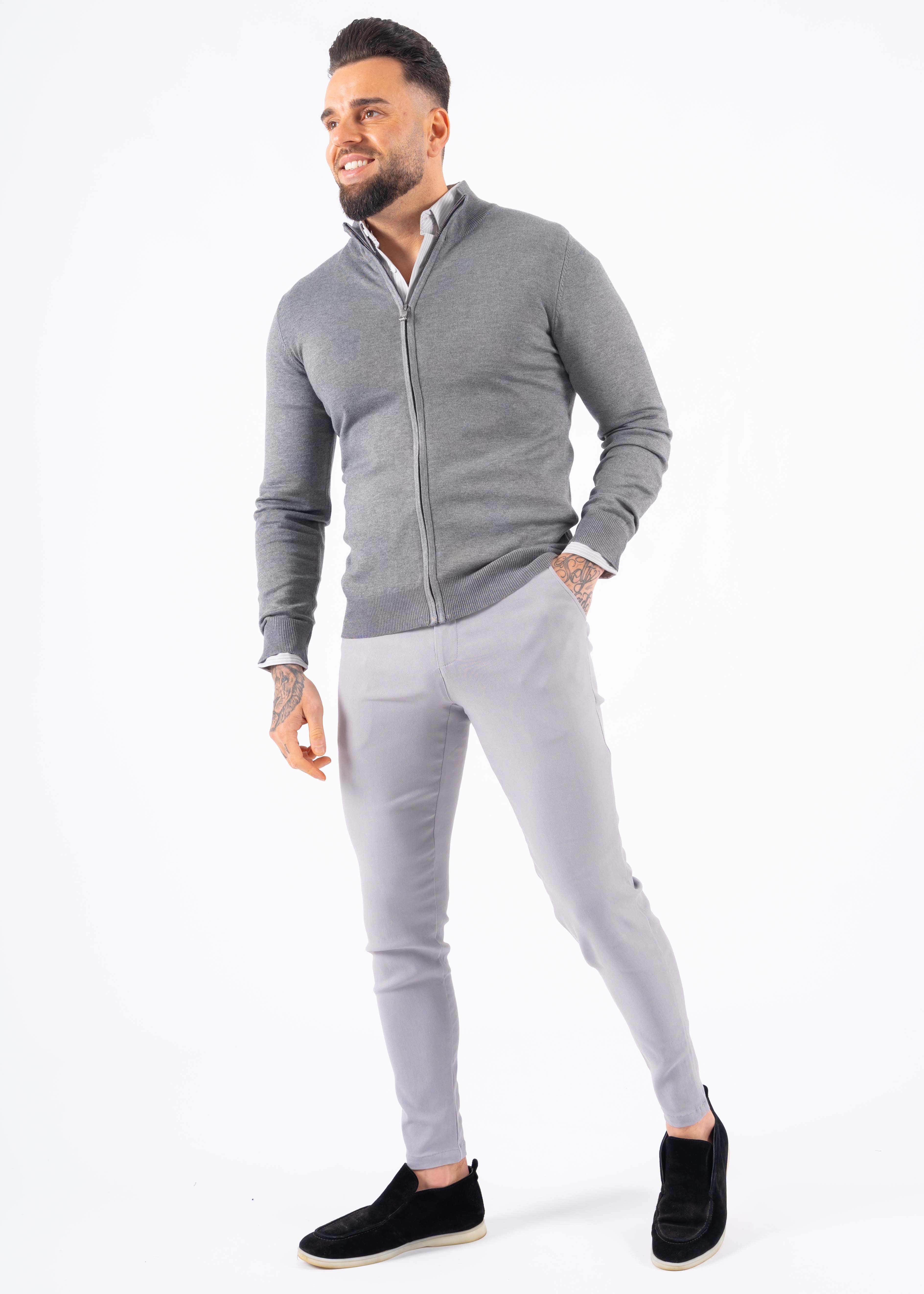 Cardigan zipper knitwear grey