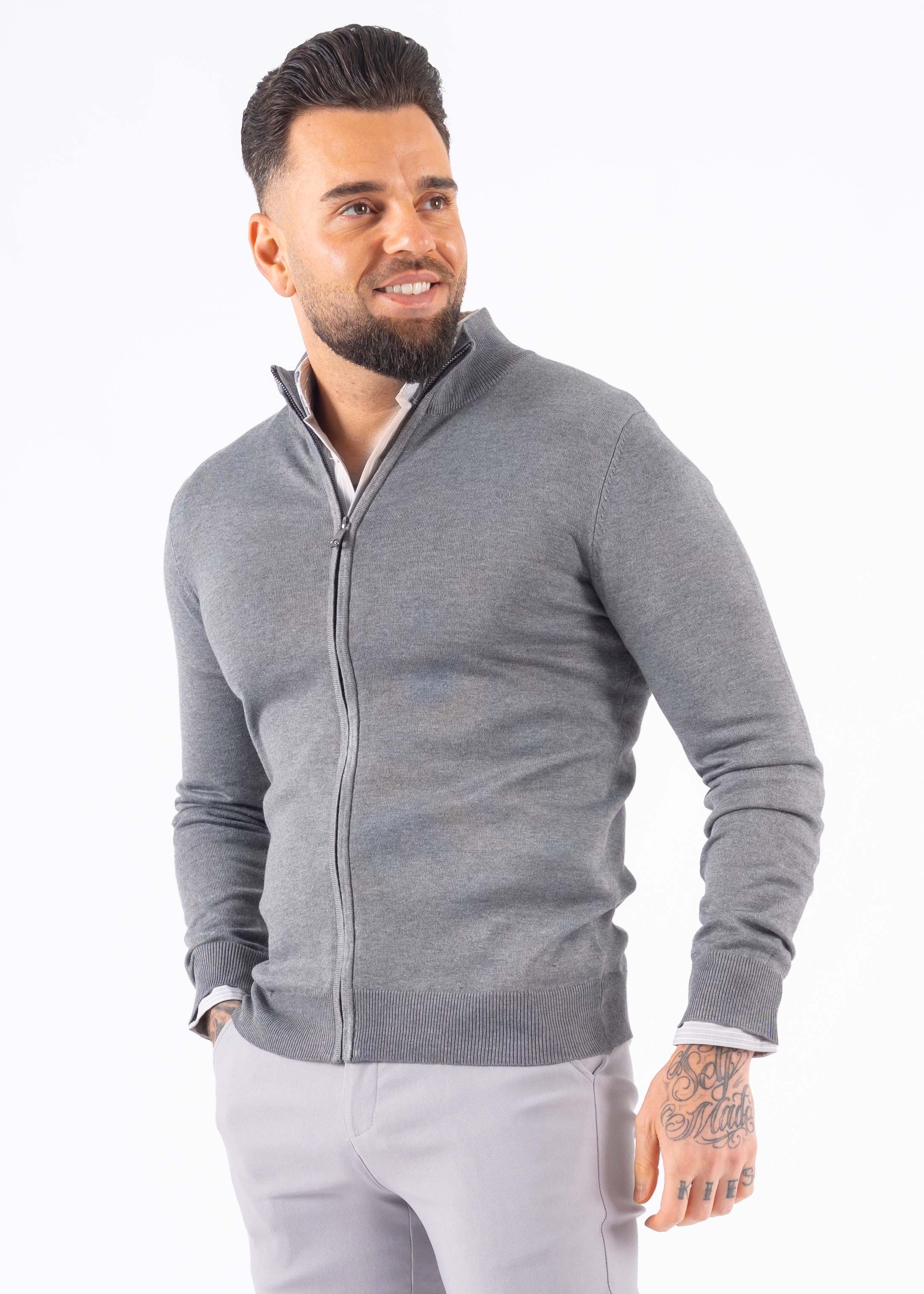 Vest zipper knitwear light grey