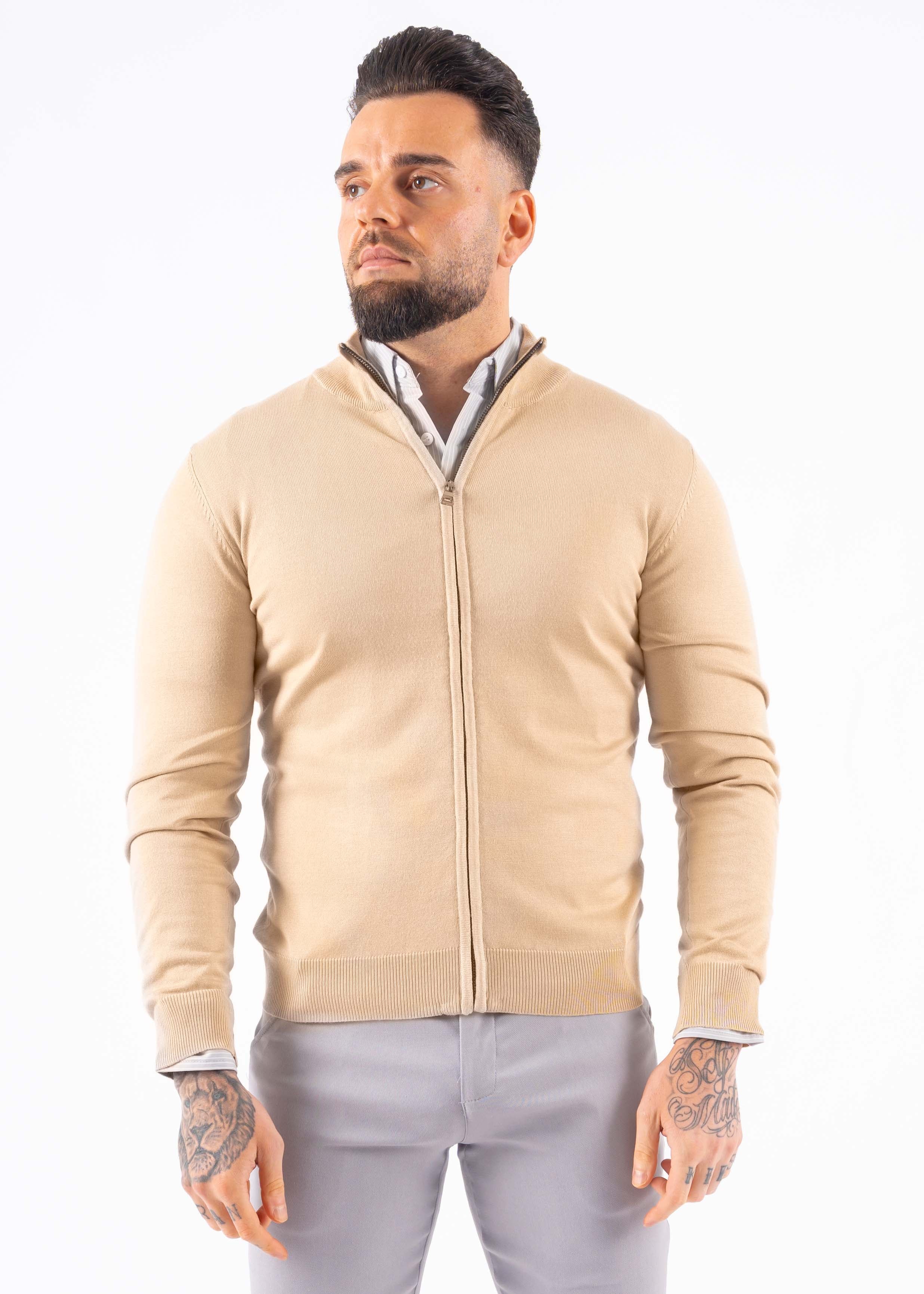 Vest zipper knitwear beige