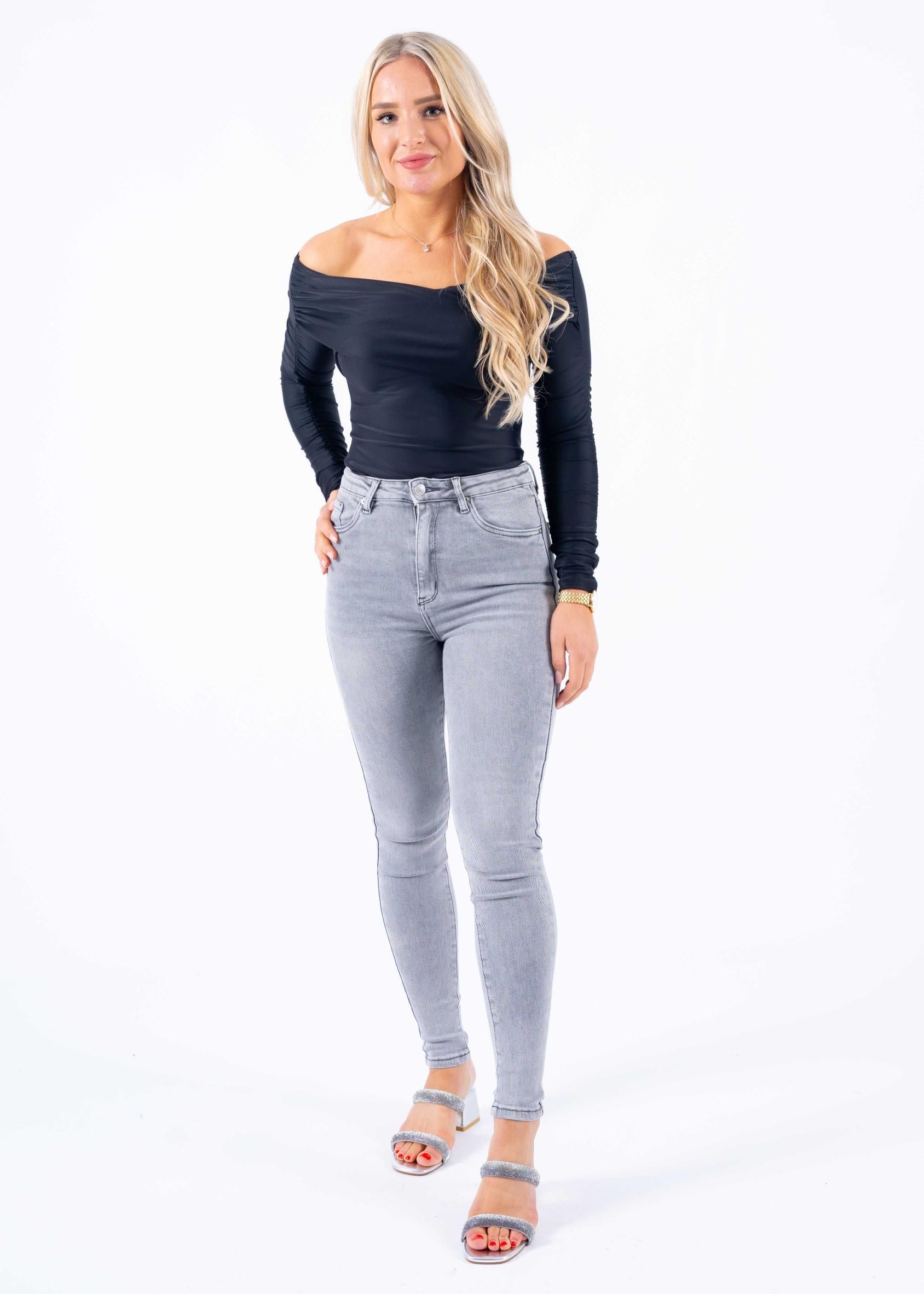 Hellgraue Skinny-Jeans mit Stretchanteil