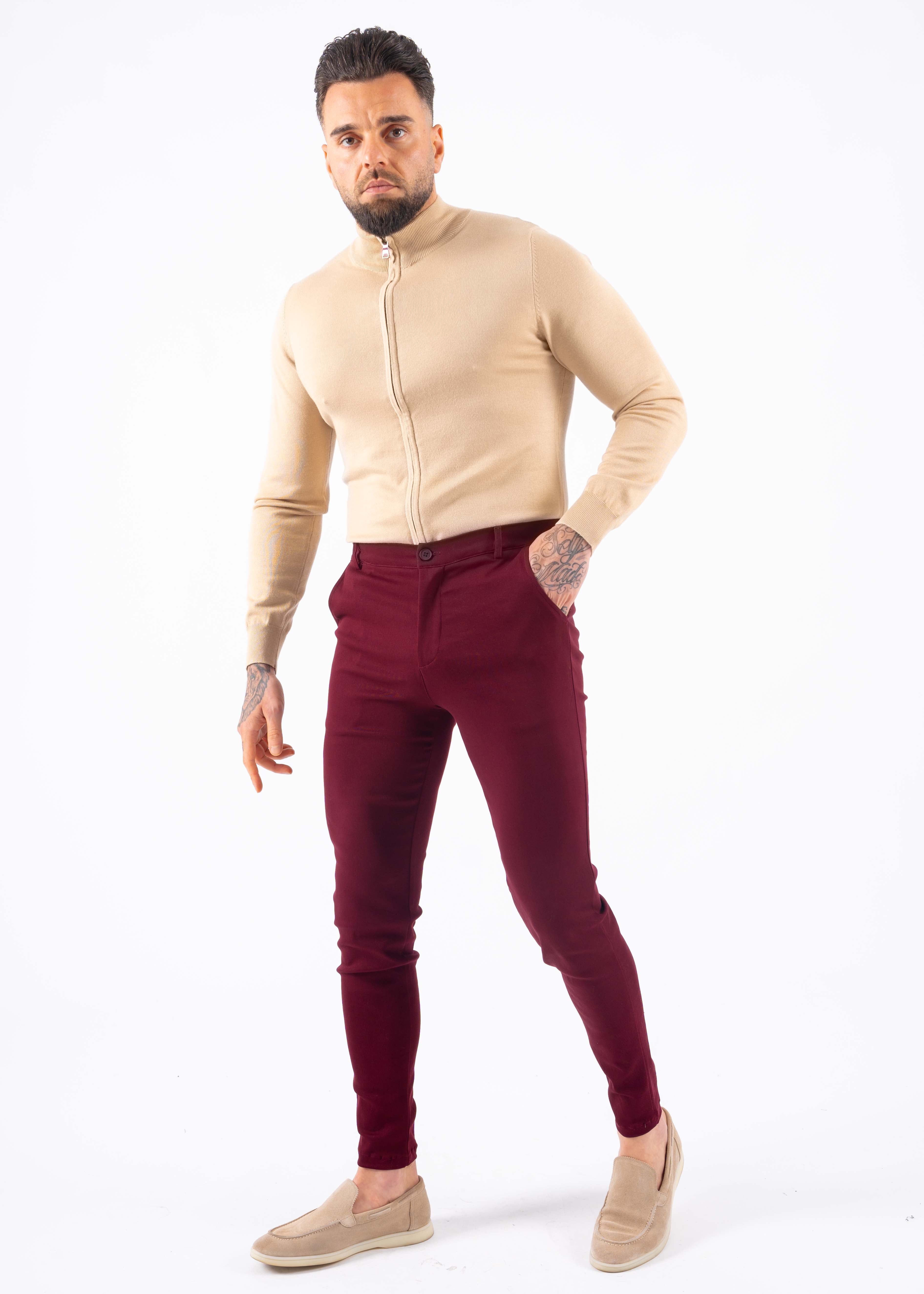 Super stretch pantalon bordeaux