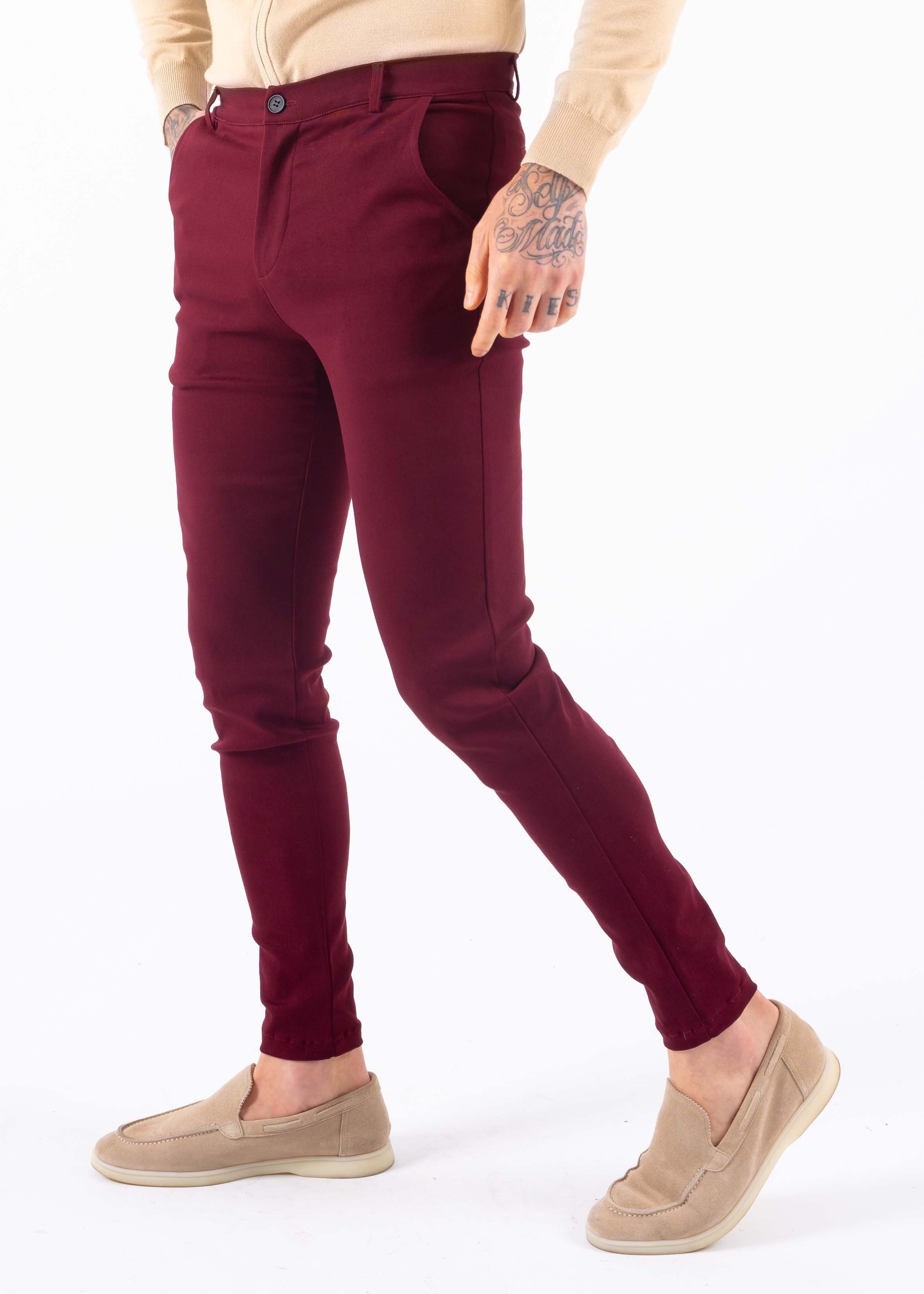 Super stretch pantalon bordeaux