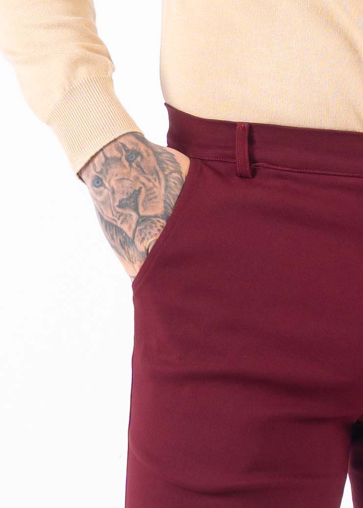 Super stretch pantalon bordeaux