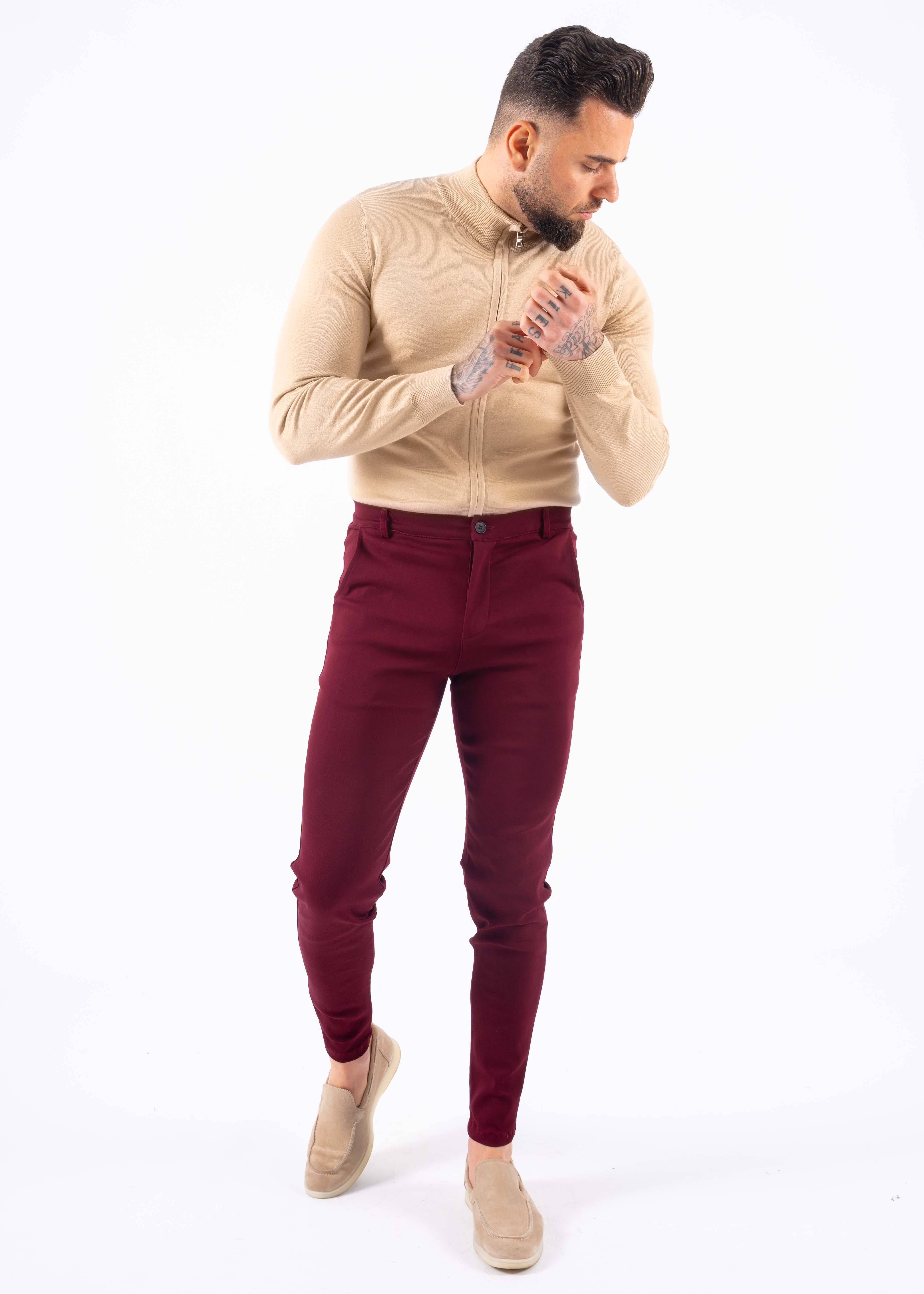 Super stretch pantalon bordeaux