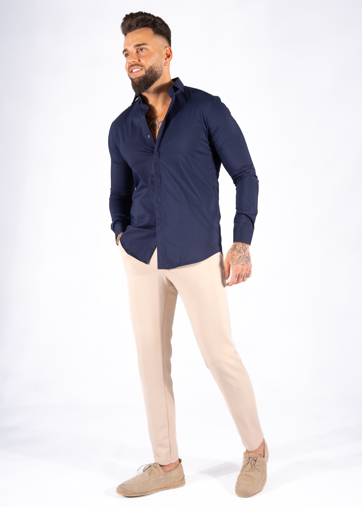 Overhemd Frankie slim fit donker blauw