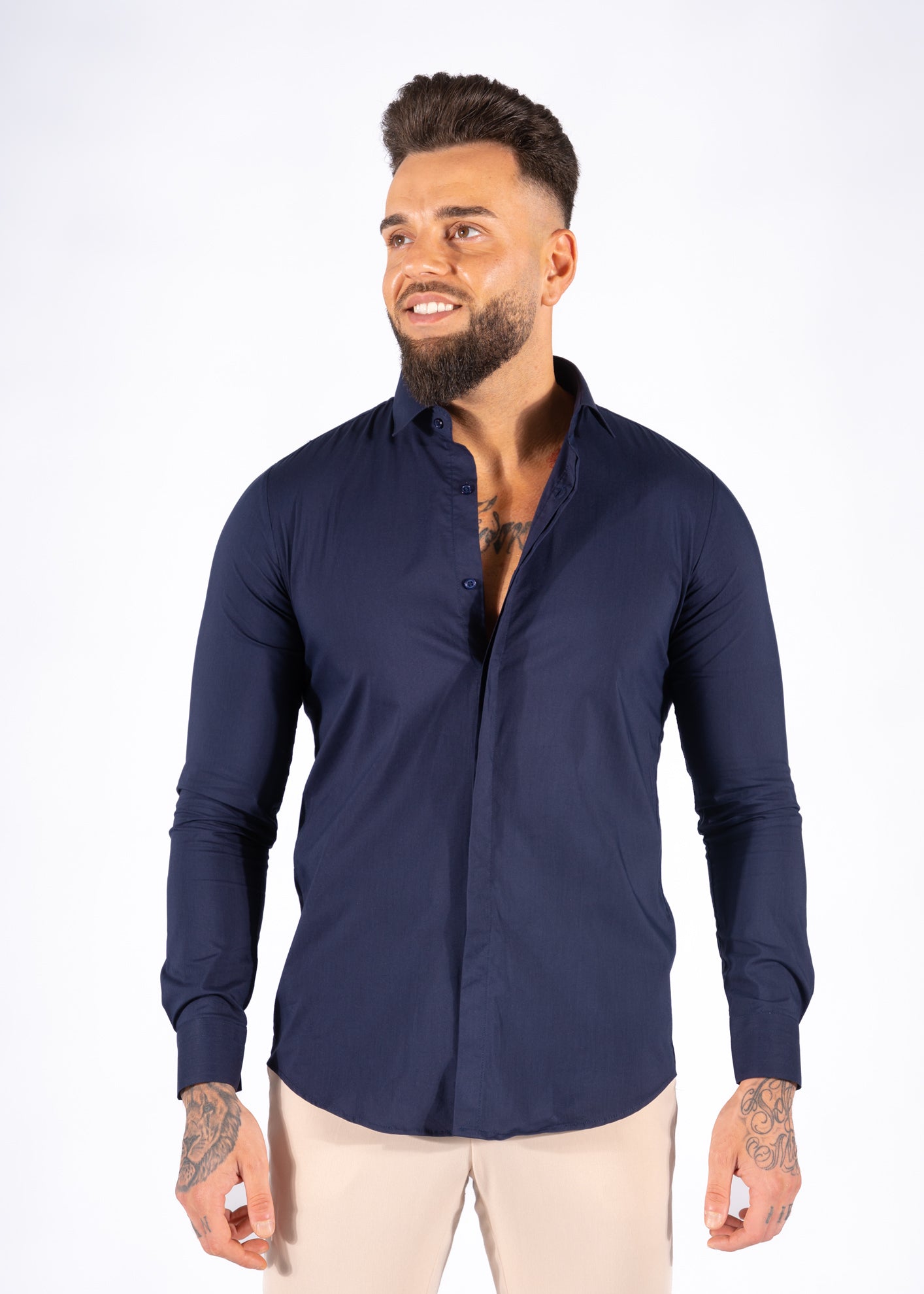 Overhemd Frankie slim fit donker blauw