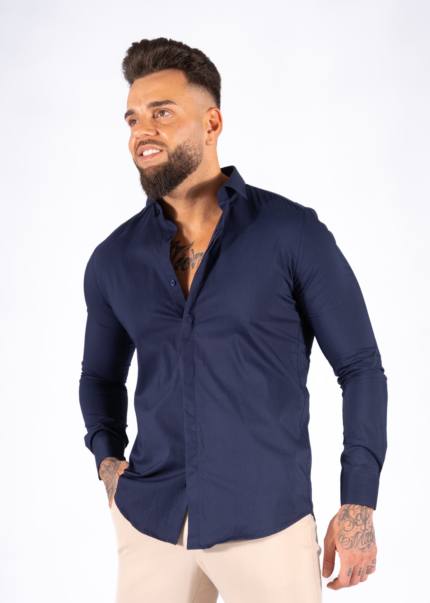 Overhemd Frankie slim fit donker blauw