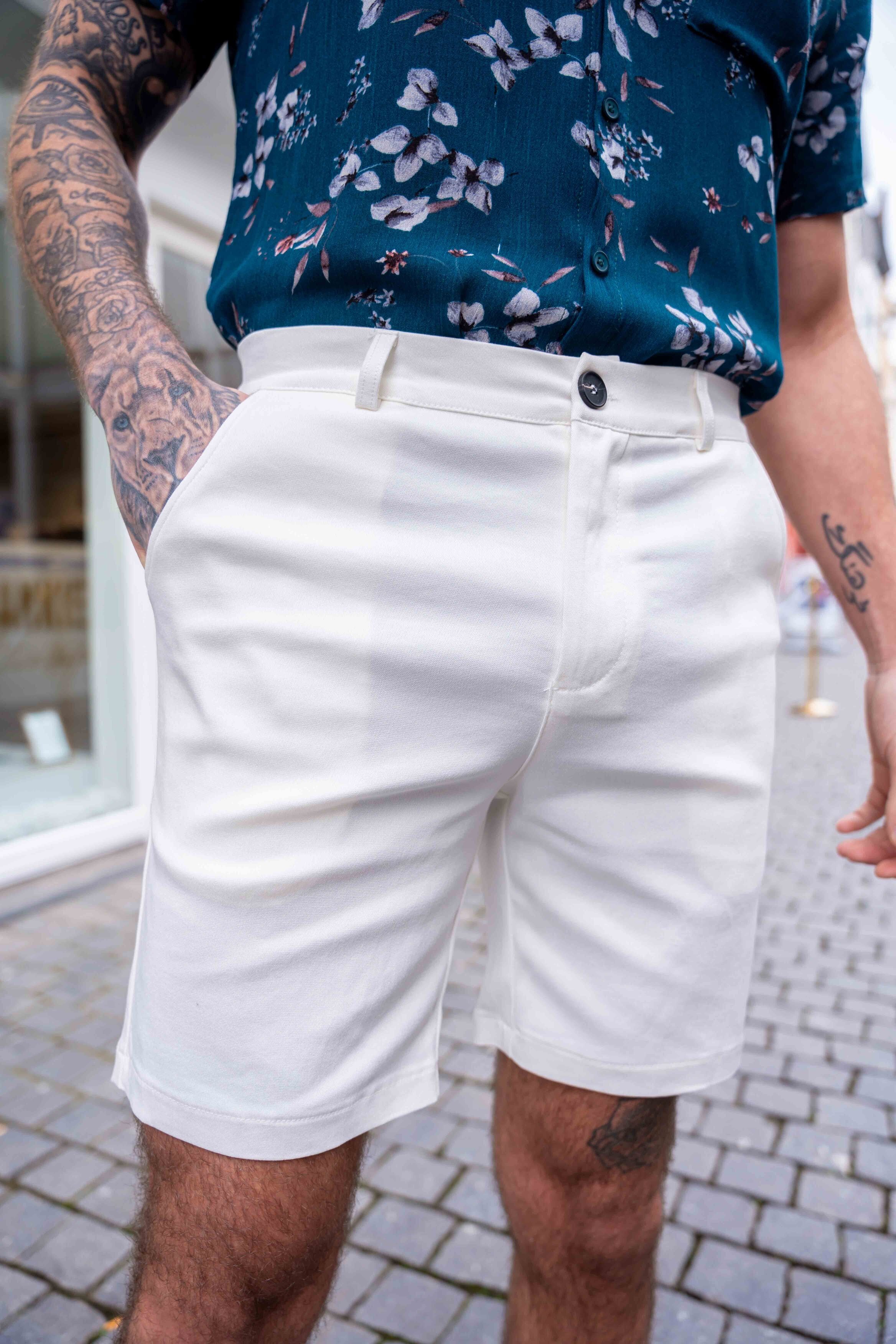 Super stretch chino short white